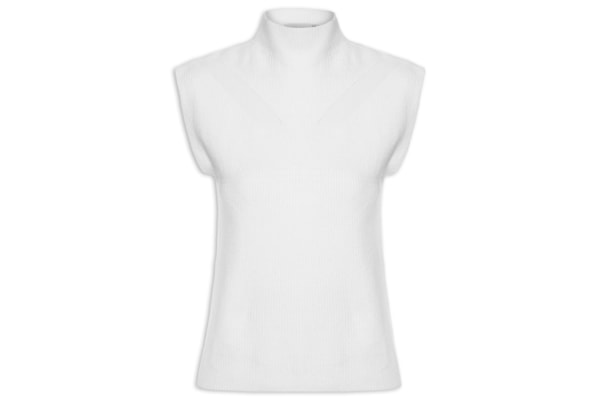 Blusa Feminina Gola Alta Em Tricot - Branco 