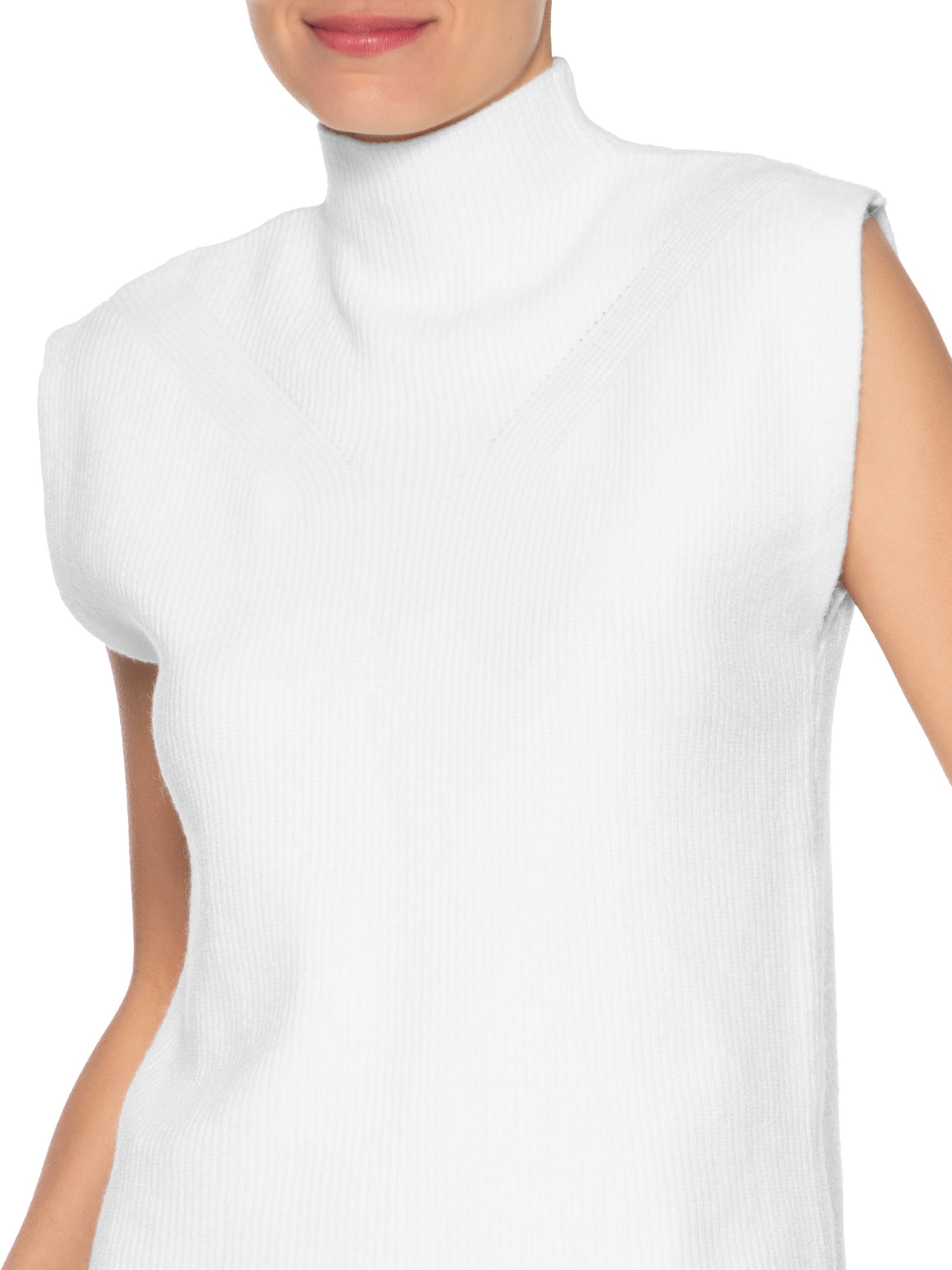 Blusa Feminina Gola Alta Em Tricot Branco  '2Essential