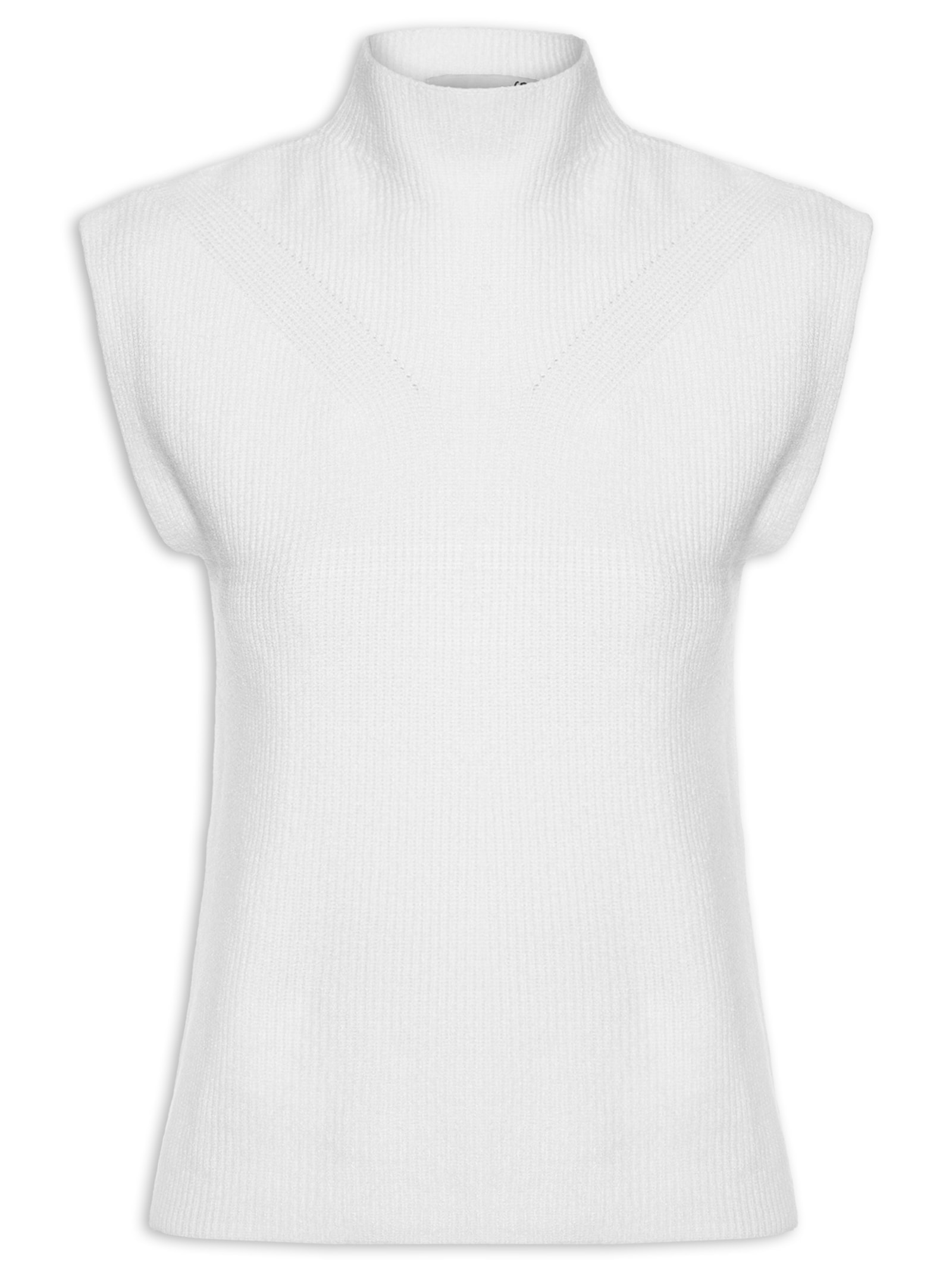 Blusa Feminina Gola Alta Em Tricot Branco  '2Essential