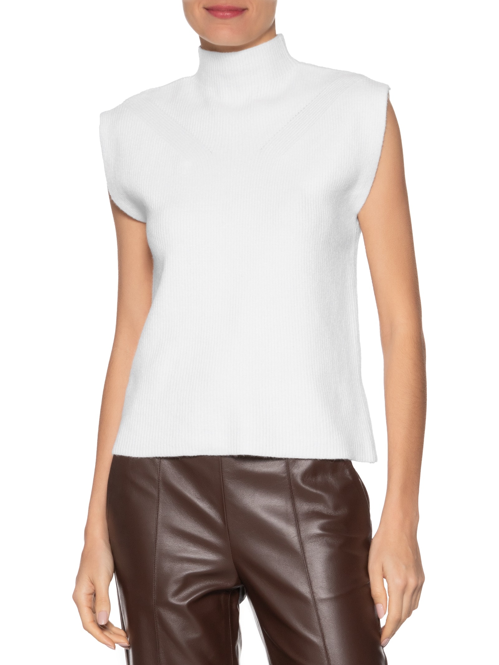 Blusa Feminina Gola Alta Em Tricot Branco  '2Essential