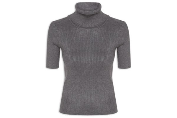 Blusa Feminina Gola Alta em Tricot - Cinza