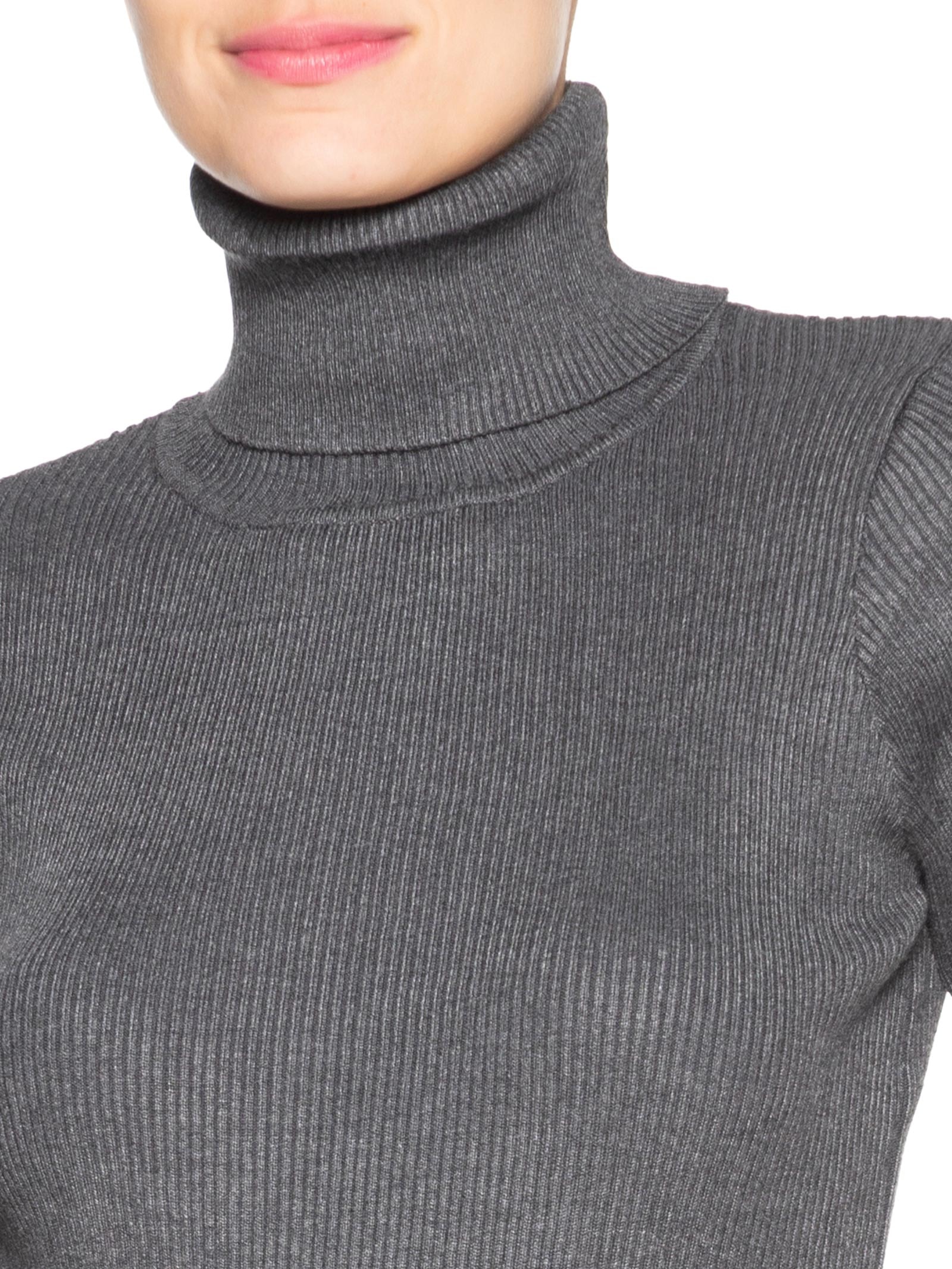 Blusa Feminina Gola Alta em Tricot Cinza '2Essential