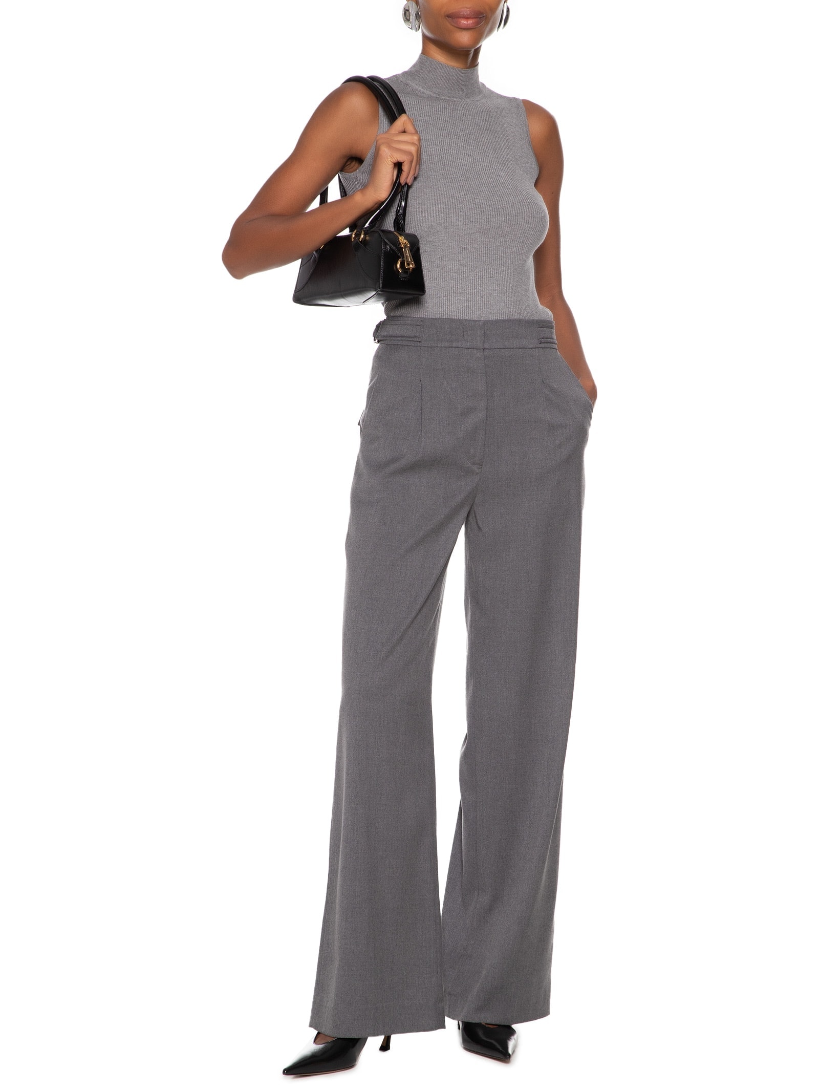 Blusa Feminina Gola Alta Em Tricot Cinza '2Essential