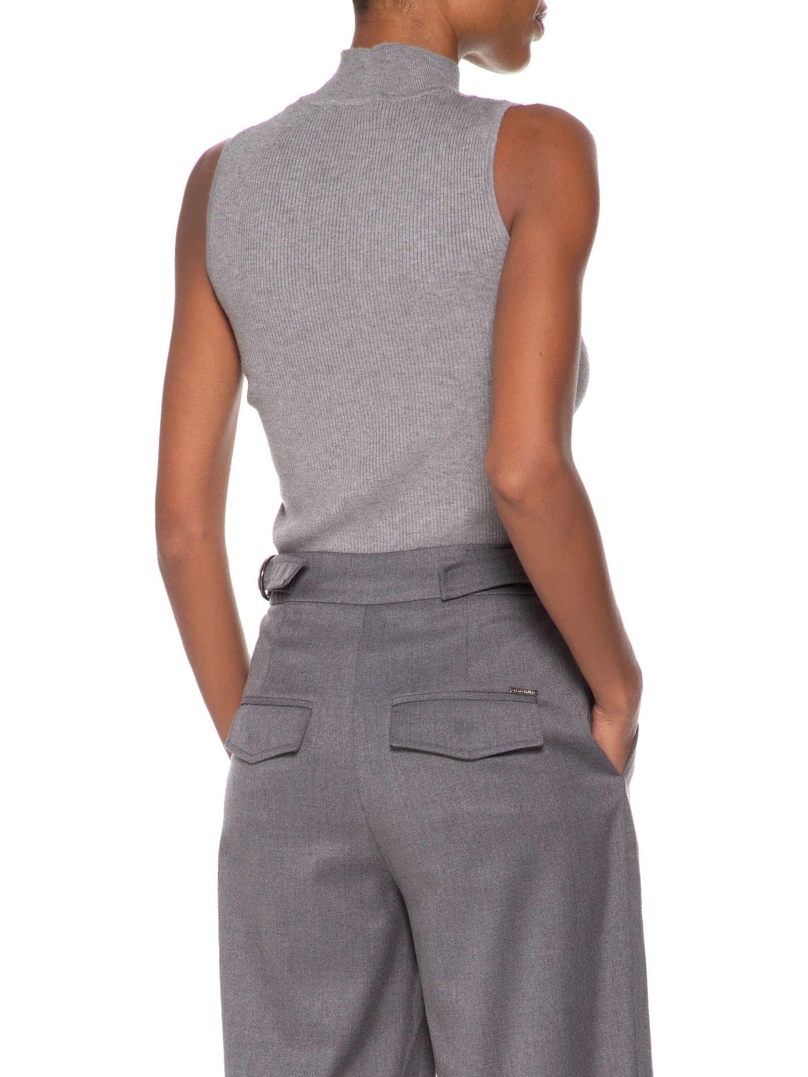 Blusa Feminina Gola Alta Em Tricot Cinza '2Essential