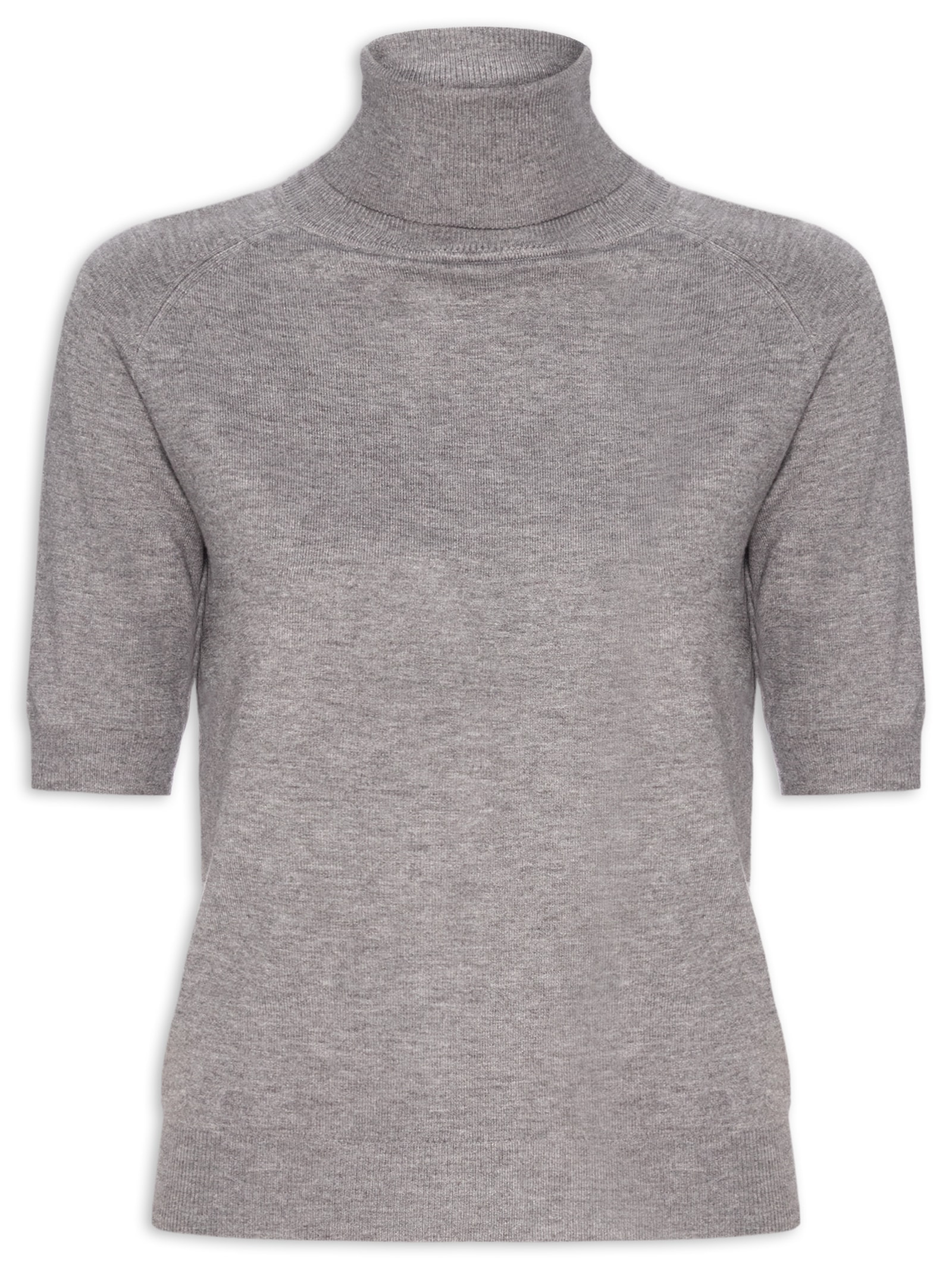 Blusa Feminina Gola Alta Em Tricot Cinza '2Essential