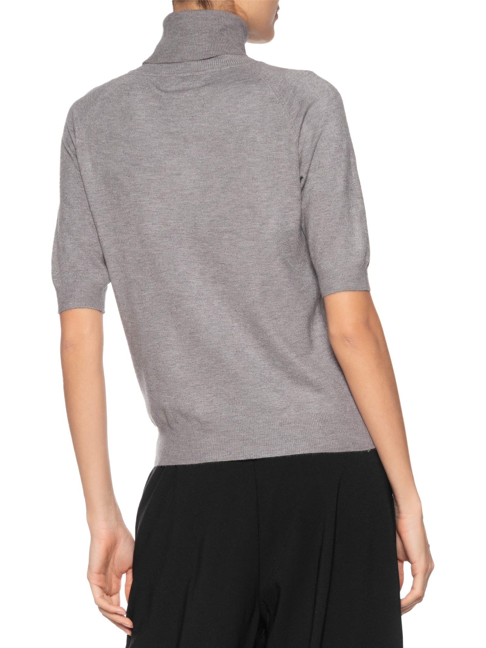 Blusa Feminina Gola Alta Em Tricot Cinza '2Essential