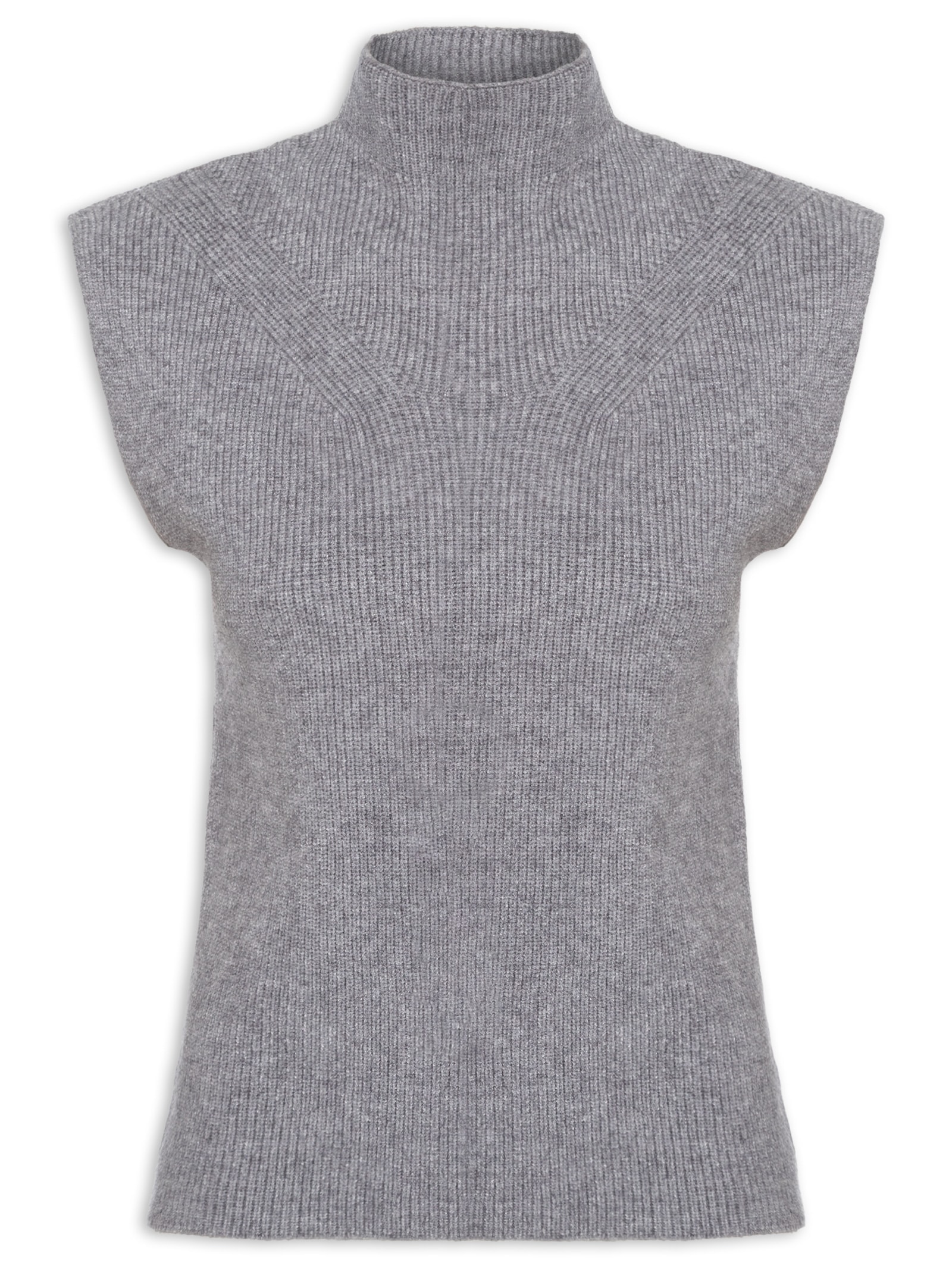 Blusa Feminina Gola Alta Em Tricot Cinza  '2Essential