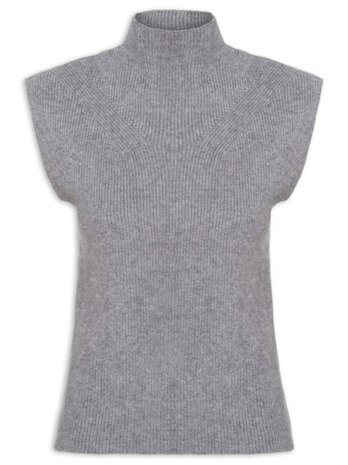 Blusa Feminina Gola Alta Em Tricot – Cinza