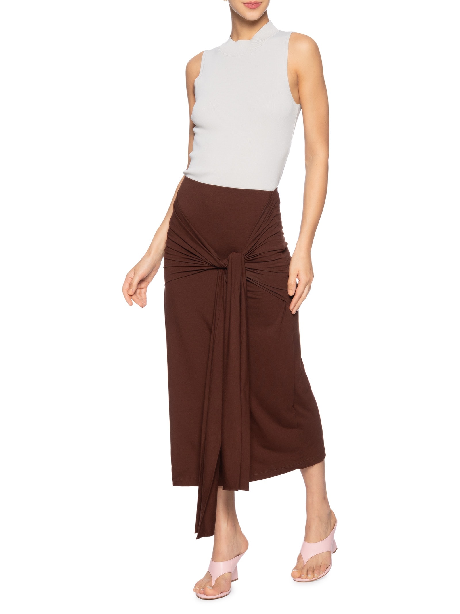 Blusa Feminina Gola Alta Em Tricot Cinza '2 Essential