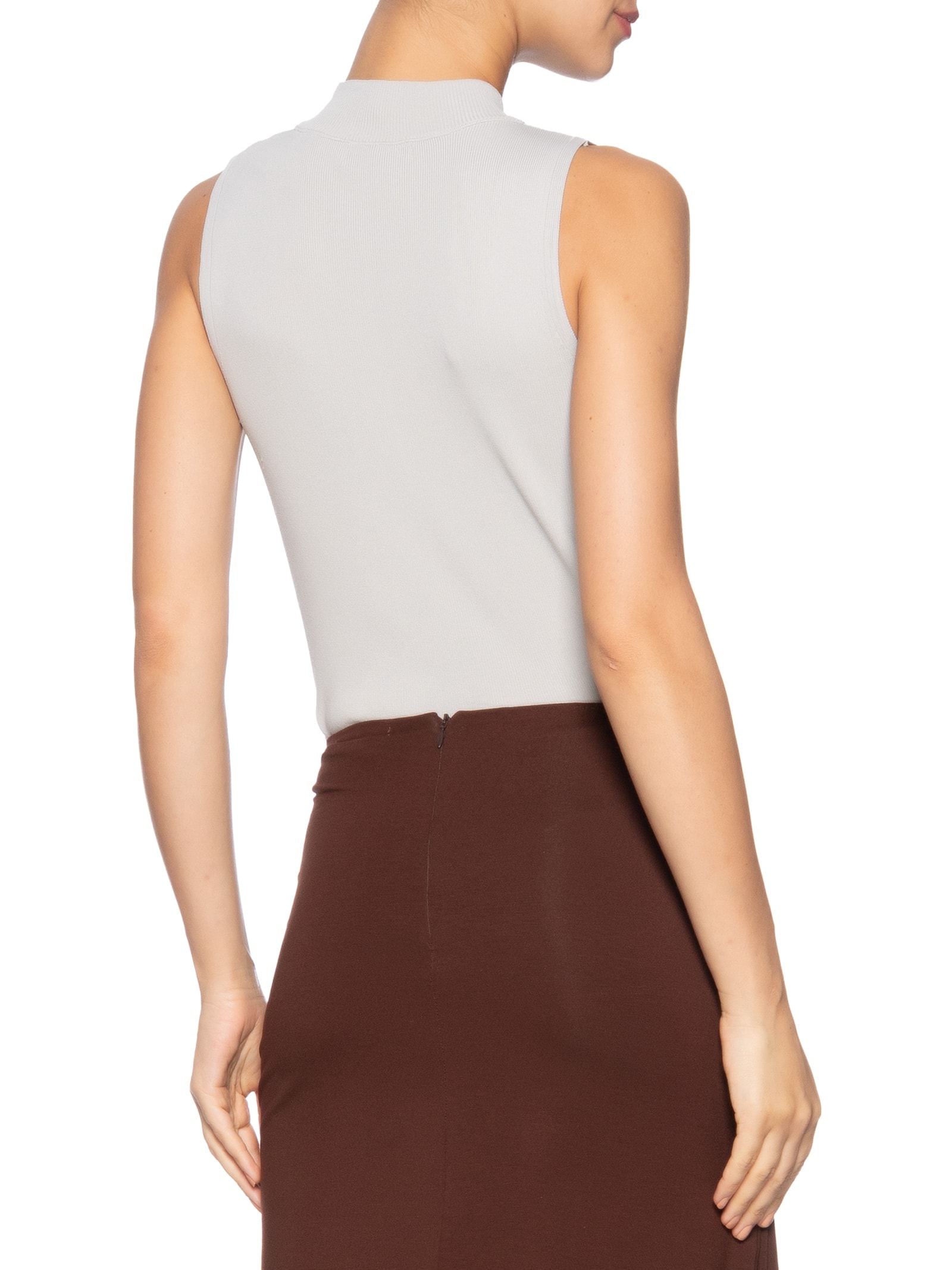 Blusa Feminina Gola Alta Em Tricot Cinza '2 Essential