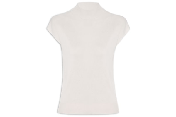 Blusa Feminina Gola Alta Em Tricot - Cinza