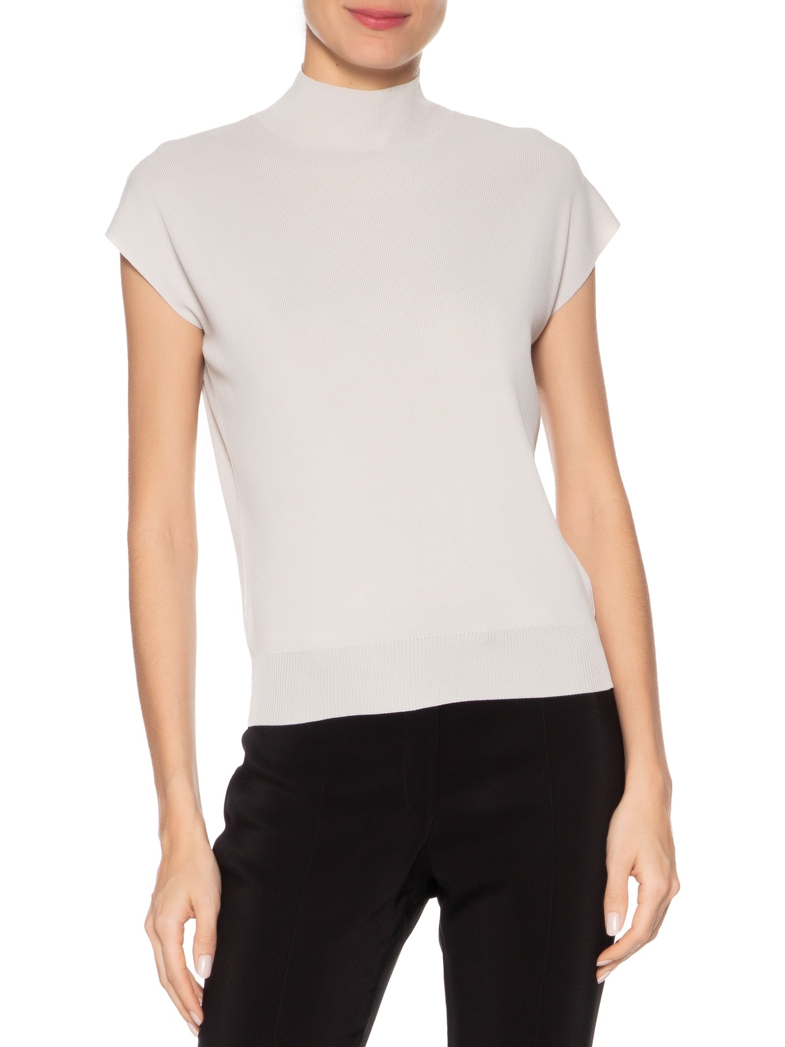 Blusa Feminina Gola Alta Em Tricot Cinza '2Essential