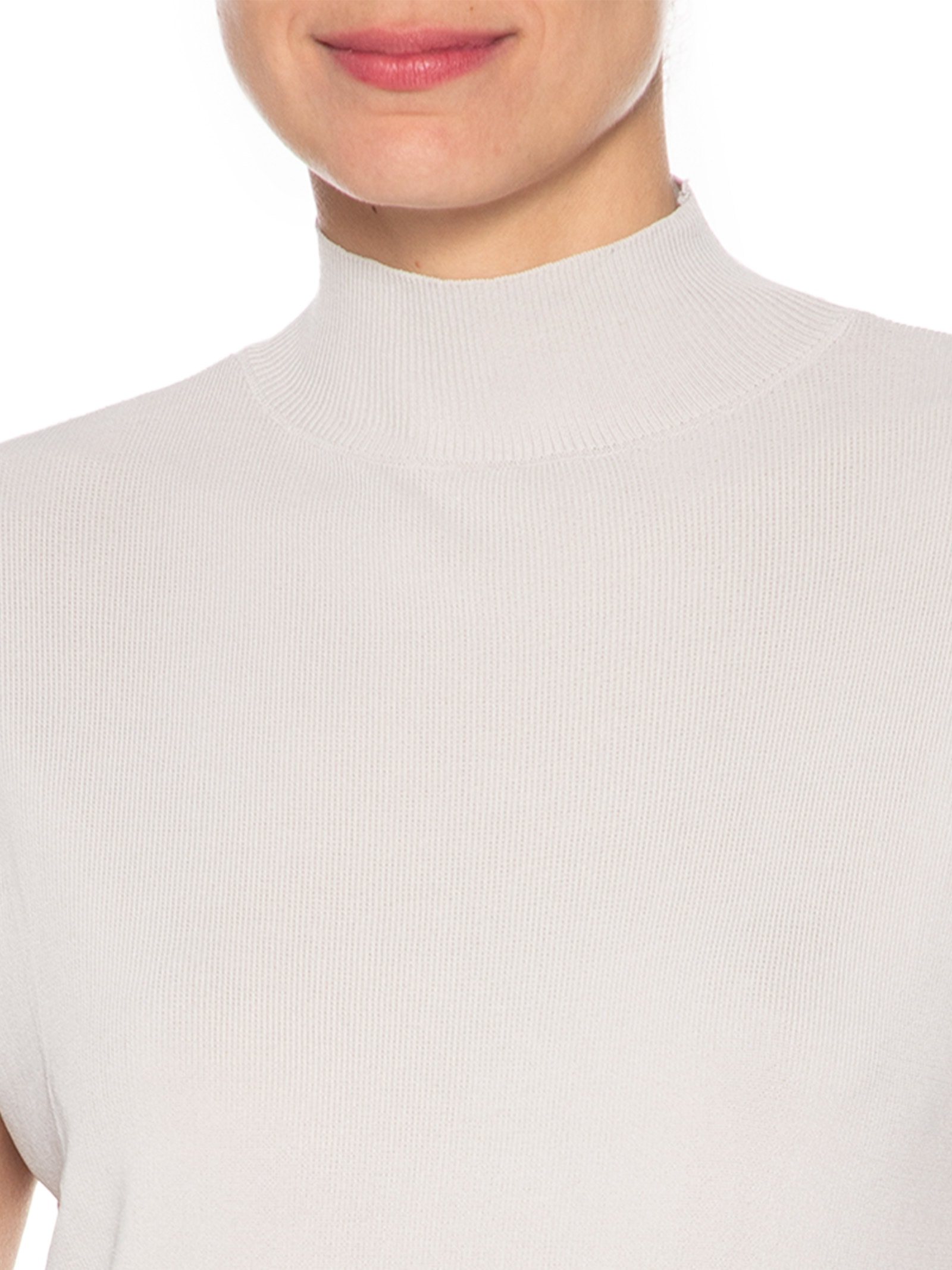 Blusa Feminina Gola Alta Em Tricot Cinza '2Essential