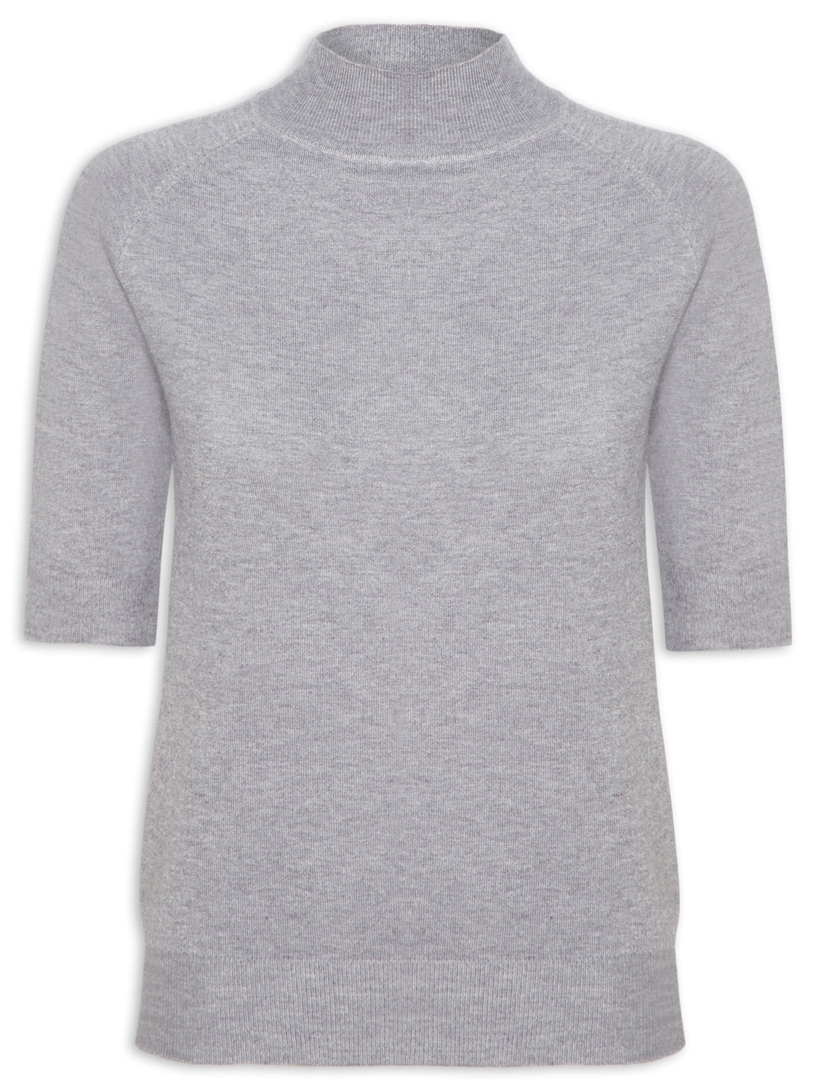 Blusa Feminina Gola Alta Em Tricot Cinza '2Essential