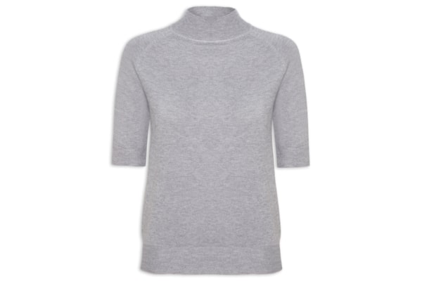 Blusa Feminina Gola Alta Em Tricot - Cinza