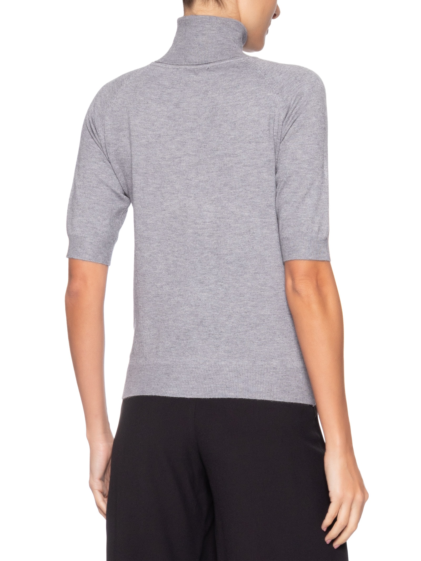 Blusa Feminina Gola Alta Em Tricot Cinza '2Essential