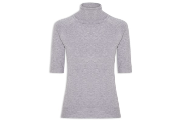 Blusa Feminina Gola Alta Em Tricot - Cinza