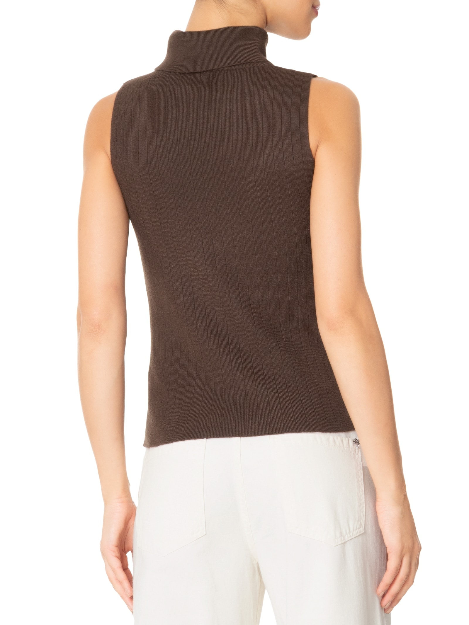 Blusa Feminina Gola Alta Em Tricot Marrom  '2Essential