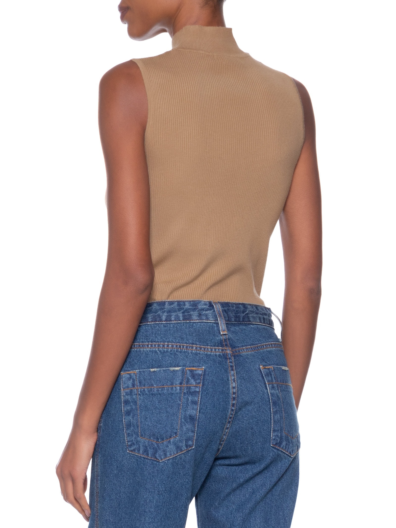 Blusa Feminina Gola Alta Em Tricot Marrom '2Essential