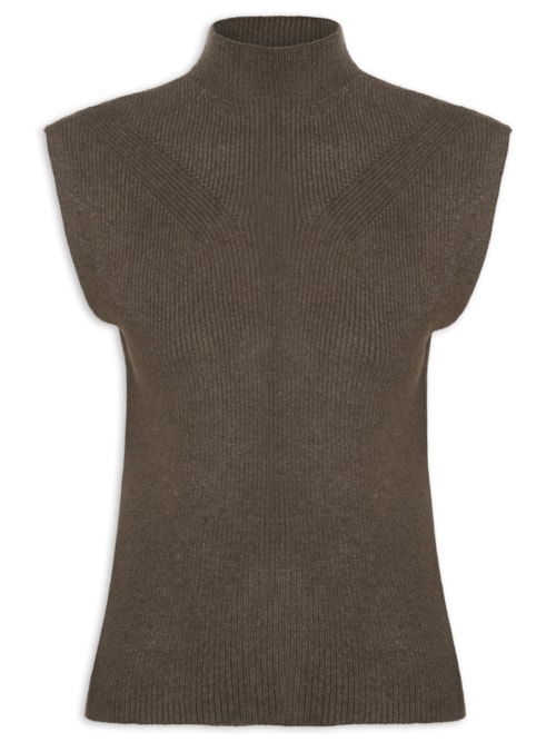 Blusa Feminina Gola Alta Em Tricot – Marrom