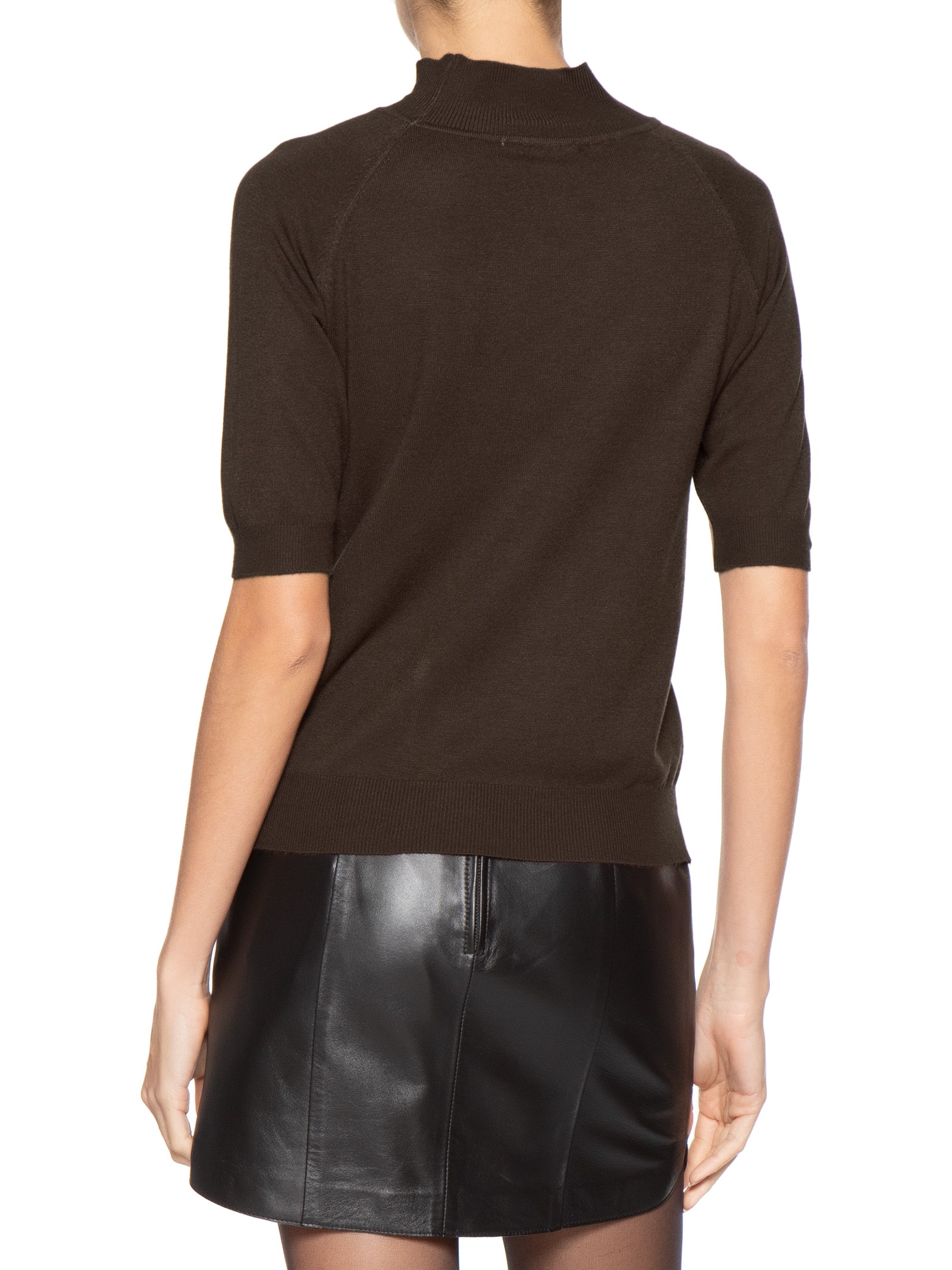 Blusa Feminina Gola Alta Em Tricot Marrom '2Essential