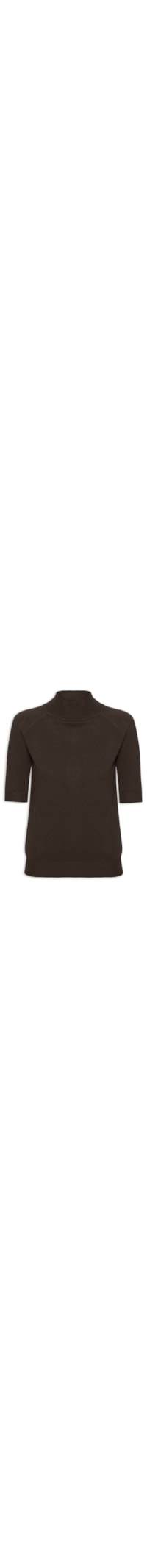 Blusa Feminina Gola Alta Em Tricot - Marrom