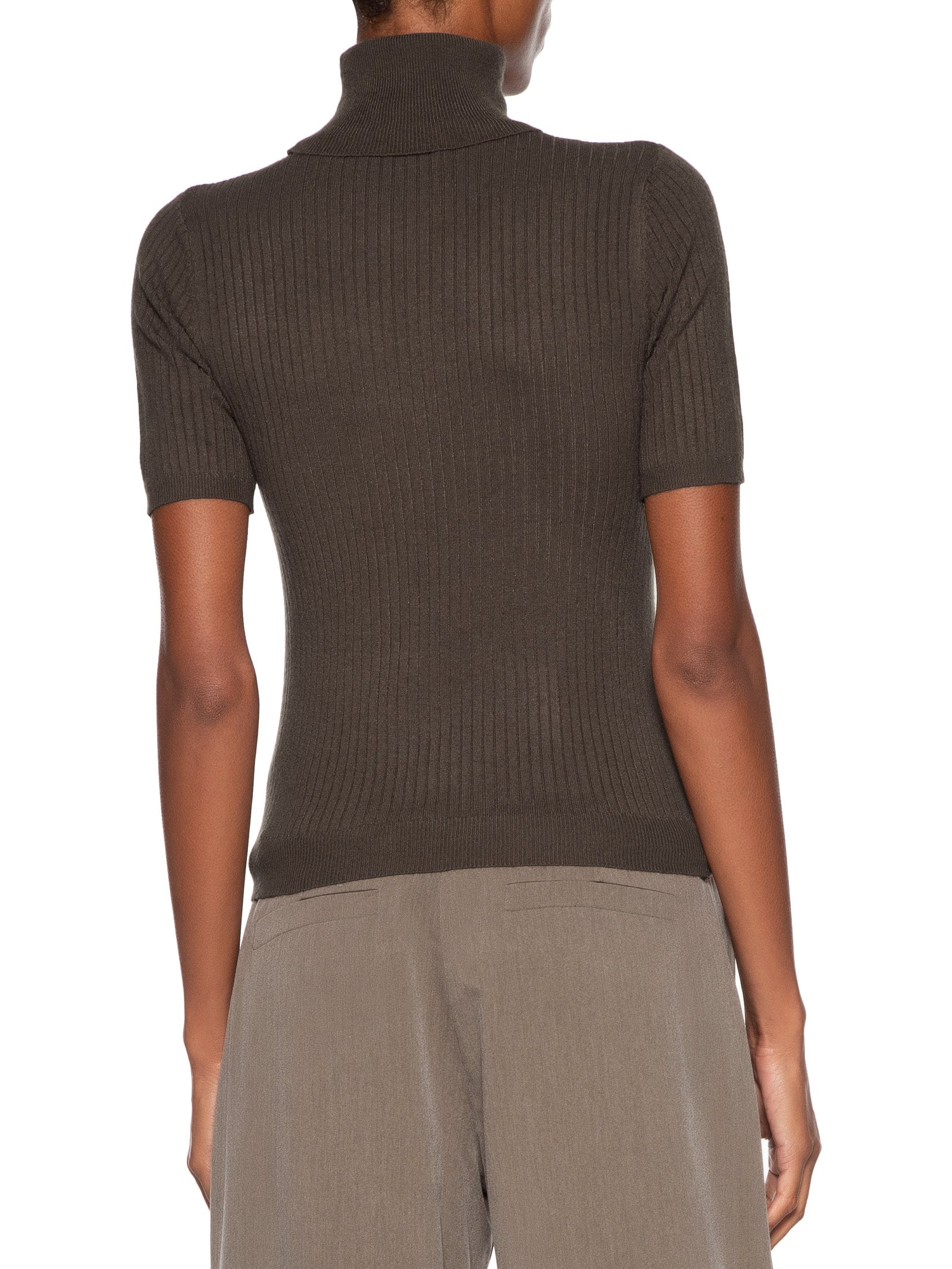 Blusa Feminina Gola Alta Em Tricot Marrom '2Essential