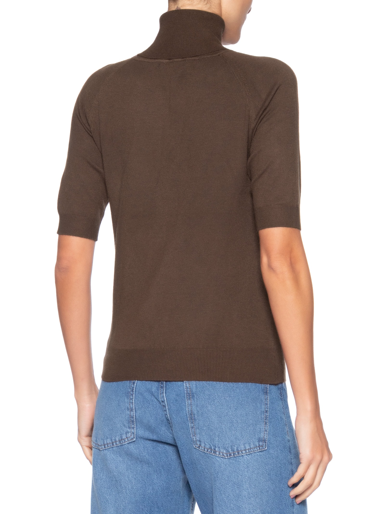 Blusa Feminina Gola Alta Em Tricot Marrom '2Essential