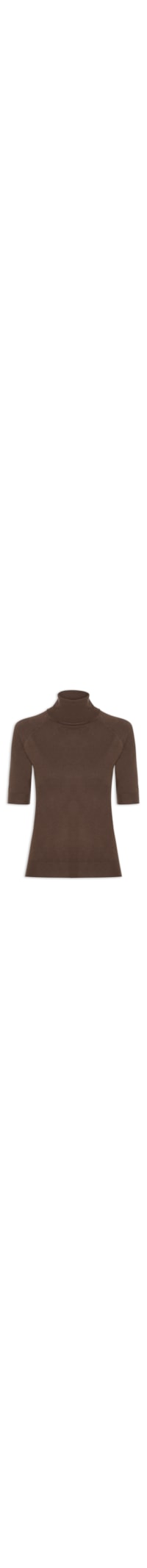 Blusa Feminina Gola Alta Em Tricot - Marrom