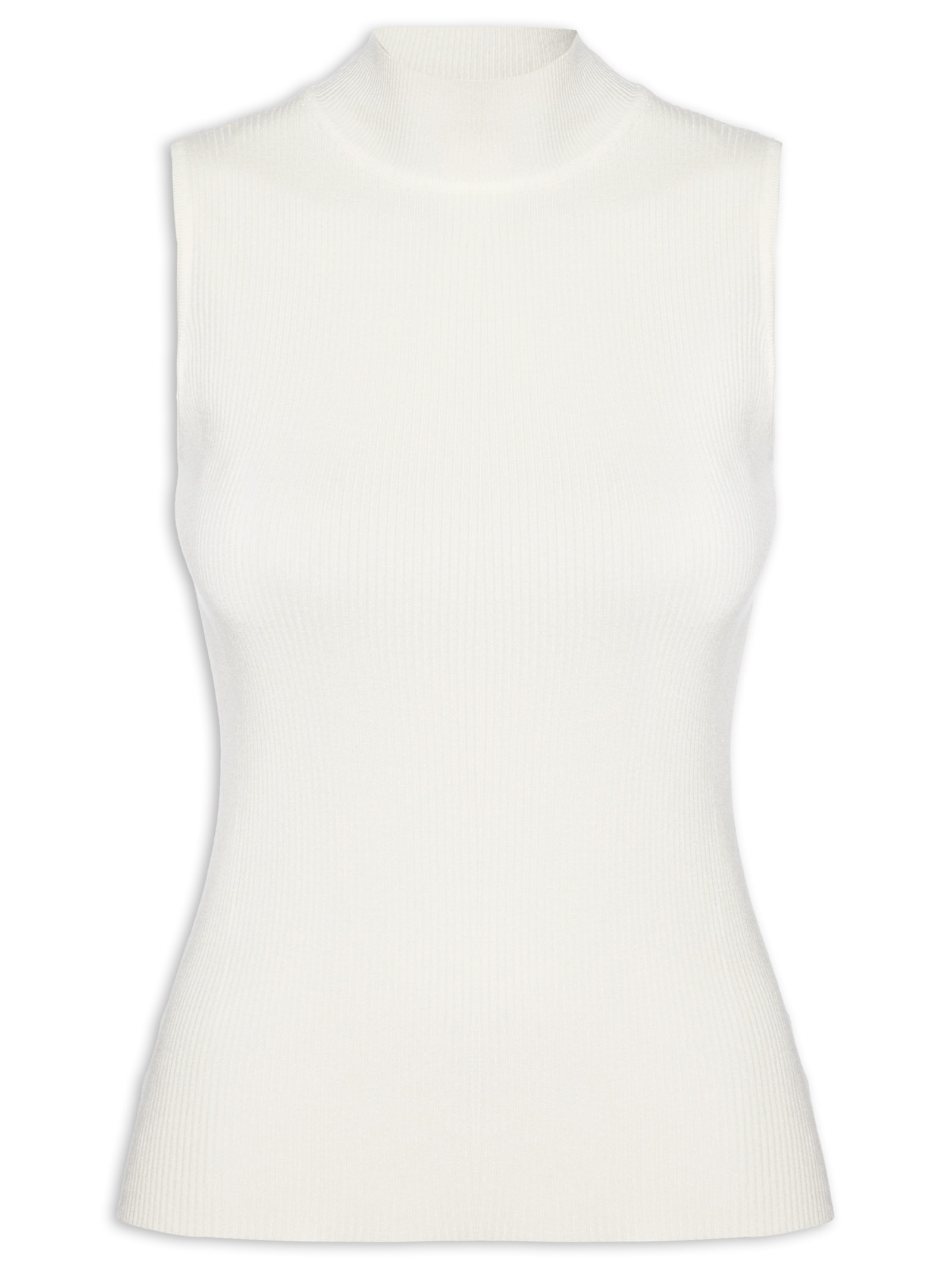 Blusa Feminina Gola Alta Em Tricot Off White '2Essential