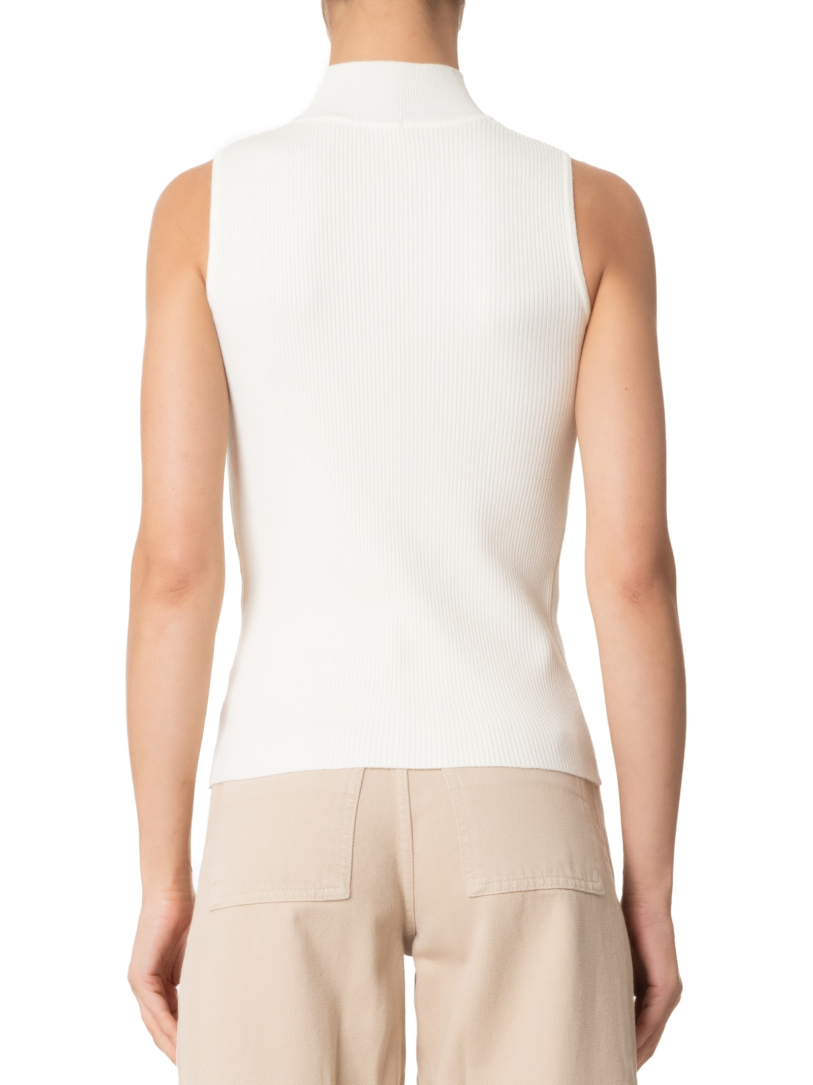 Blusa Feminina Gola Alta Em Tricot Off White '2Essential