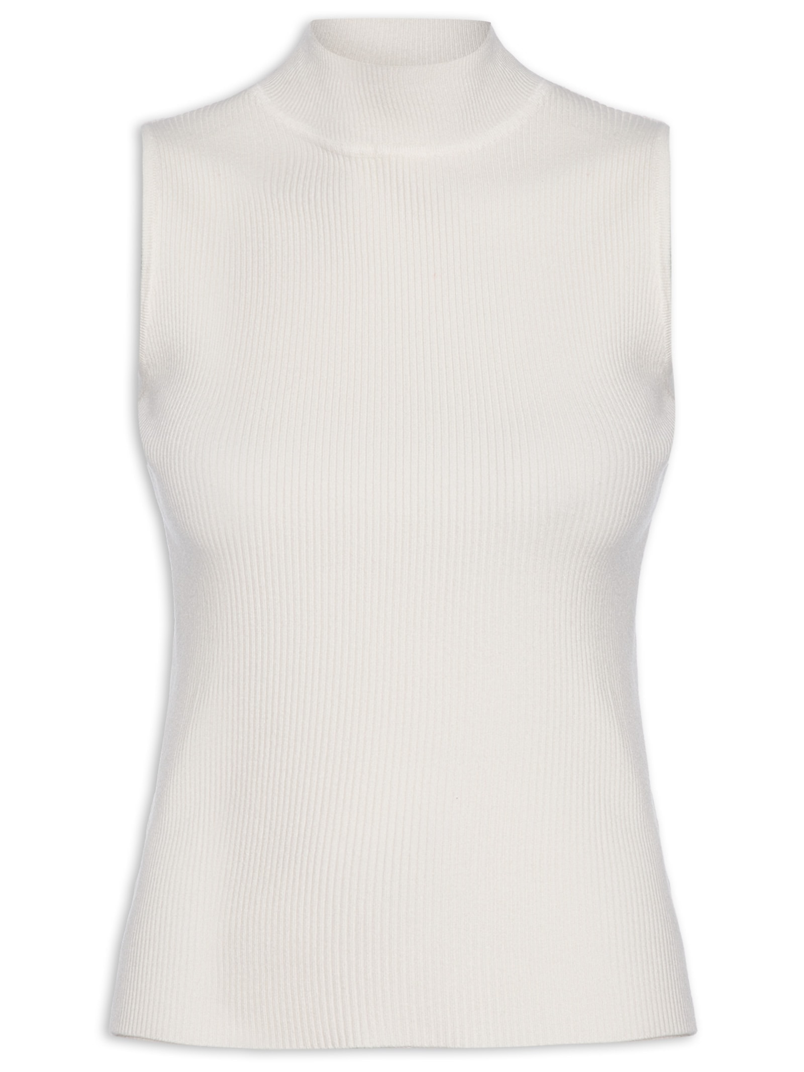 Blusa Feminina Gola Alta Em Tricot Off White '2Essential