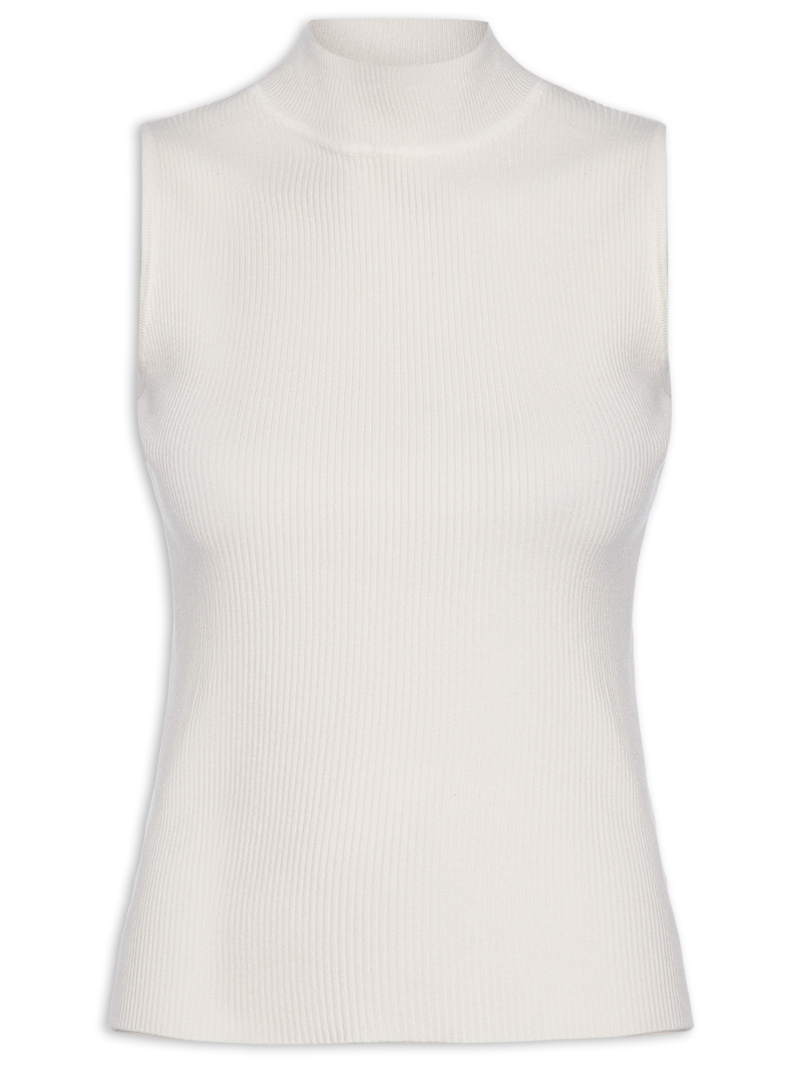 Blusa Feminina Gola Alta Em Tricot Off White '2Essential