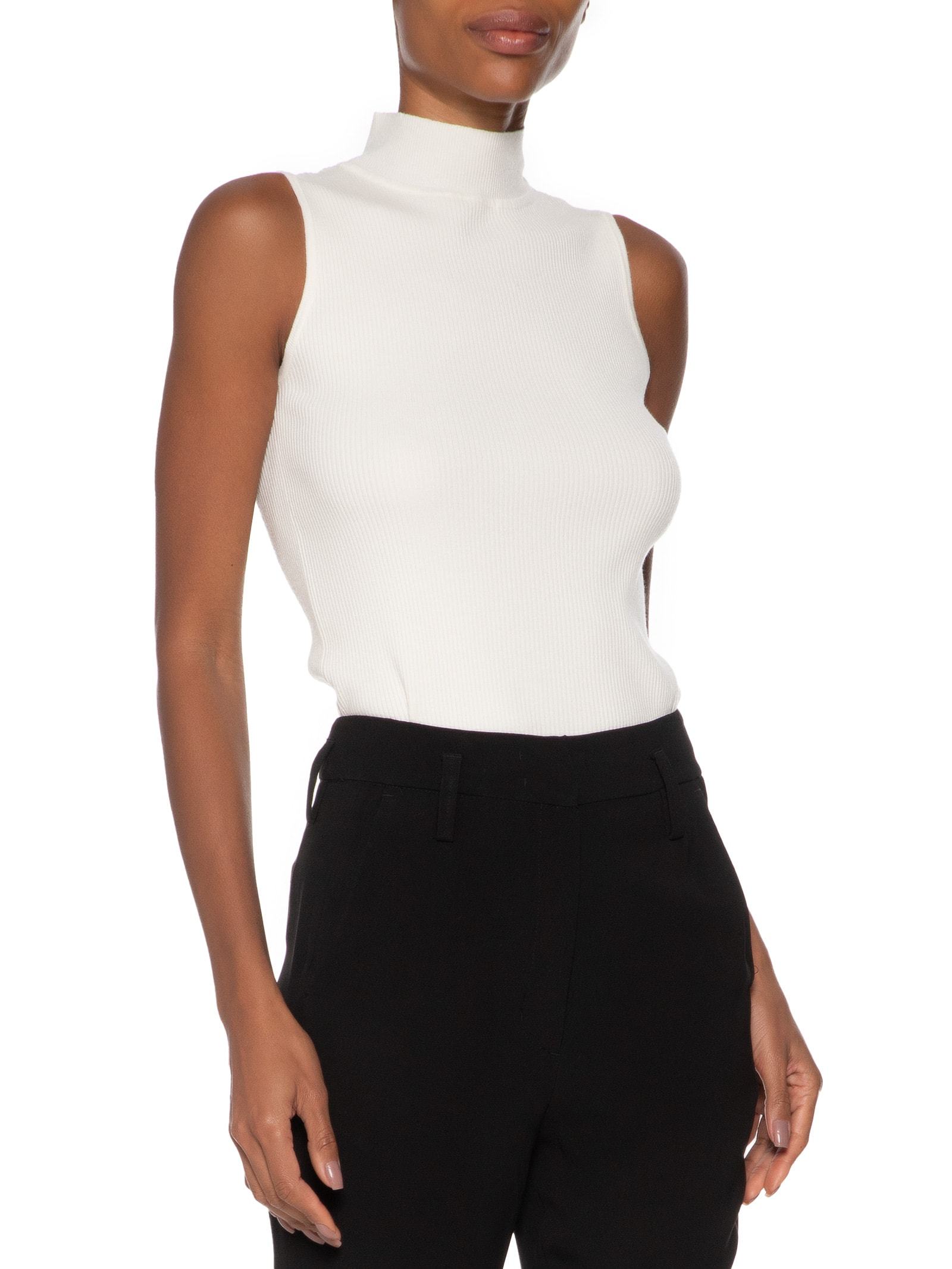 Blusa Feminina Gola Alta Em Tricot Off White '2Essential