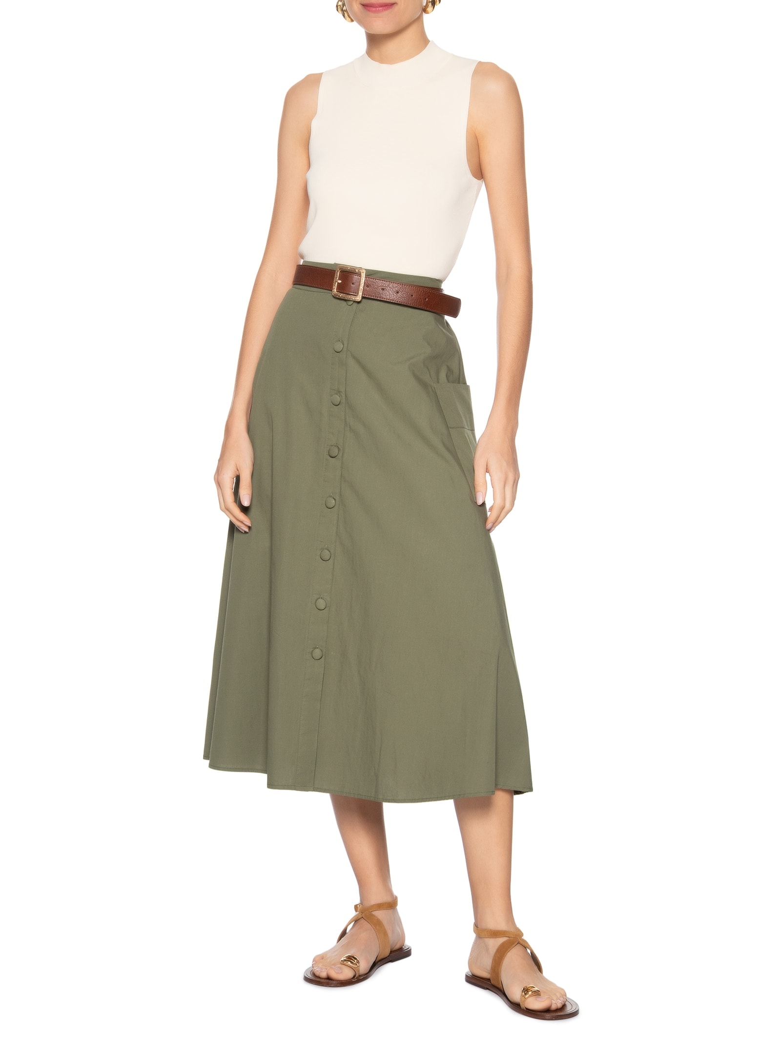 Blusa Feminina Gola Alta Em Tricot Off White '2Essential