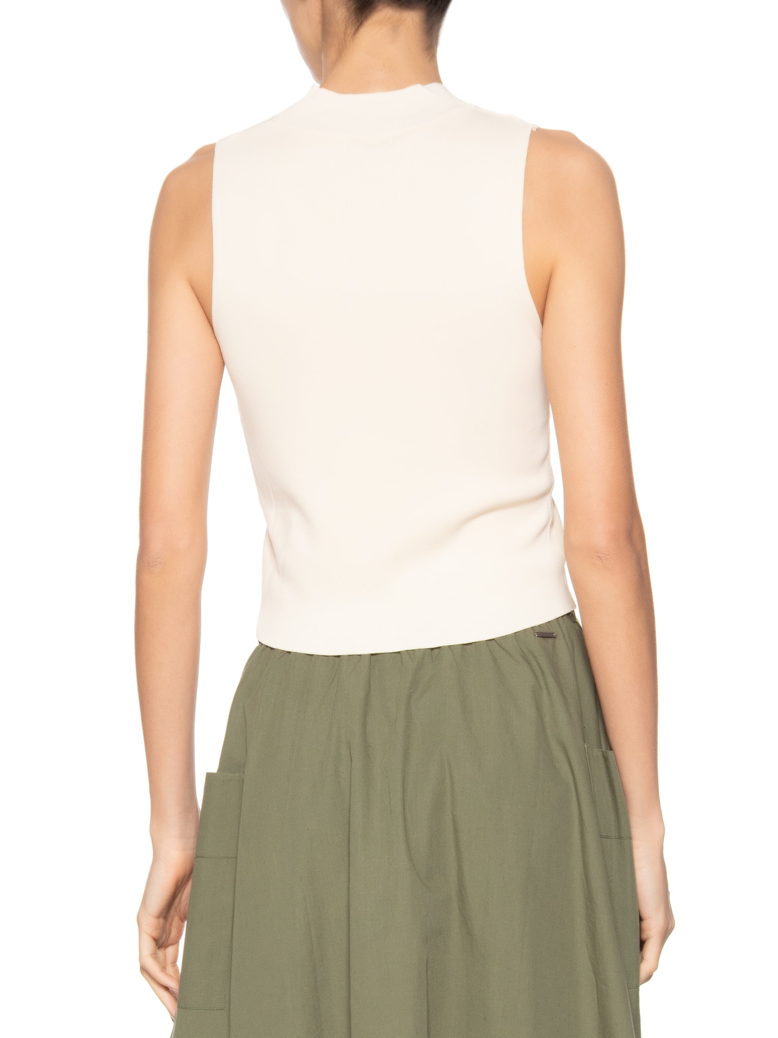 Blusa Feminina Gola Alta Em Tricot Off White '2Essential