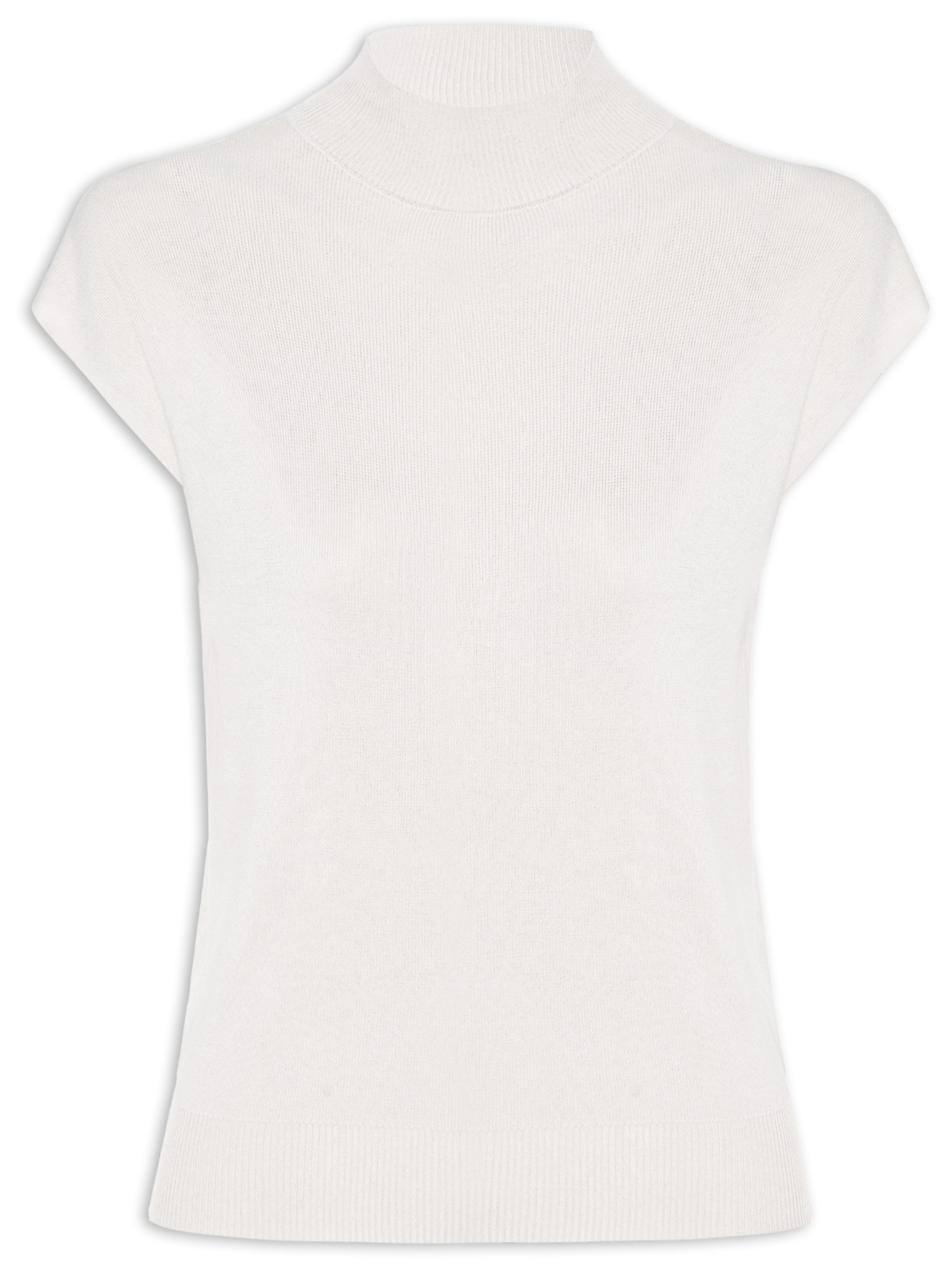 Blusa Feminina Gola Alta Em Tricot Off White '2Essential