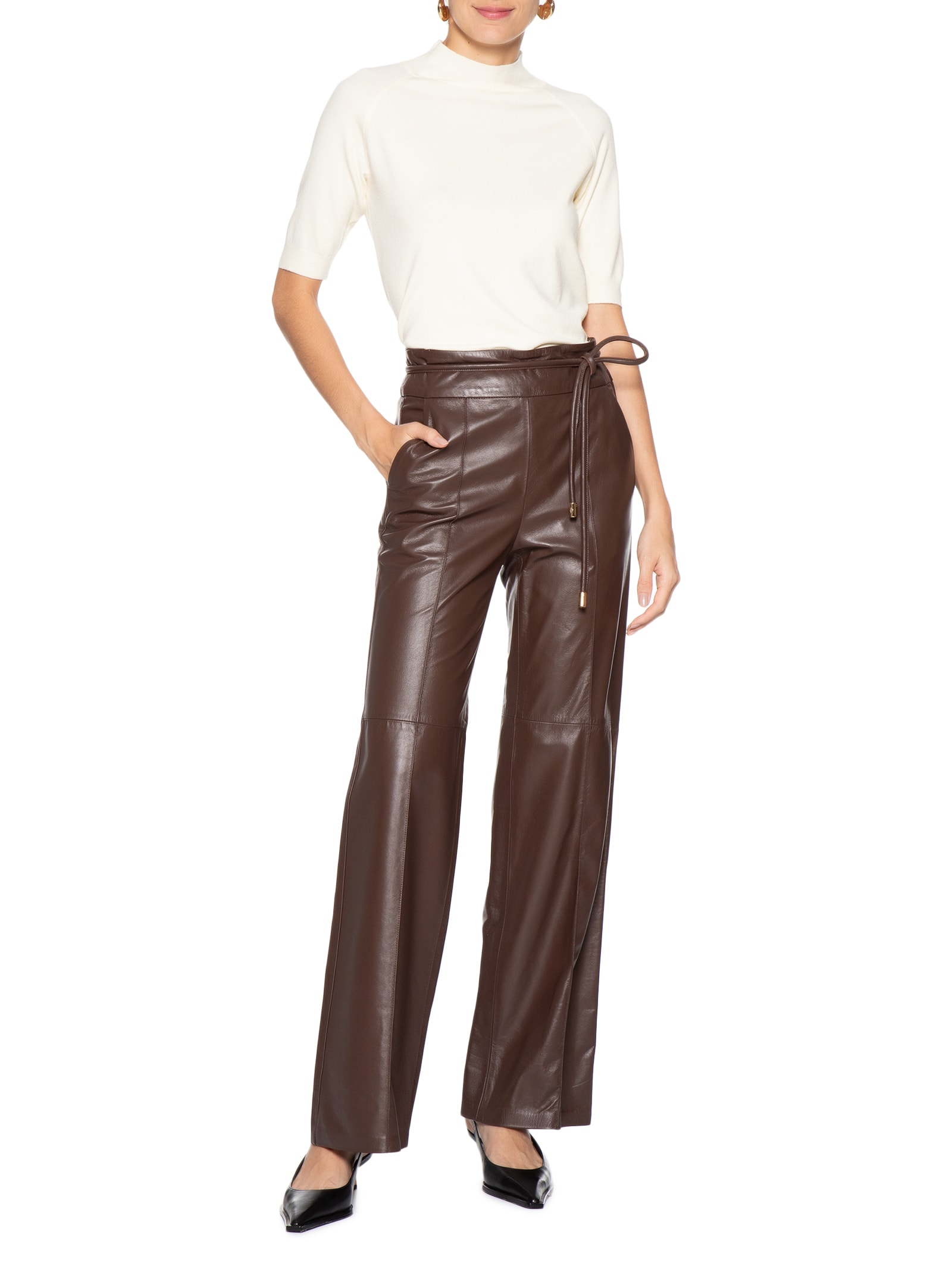 Blusa Feminina Gola Alta Em Tricot Off White '2Essential