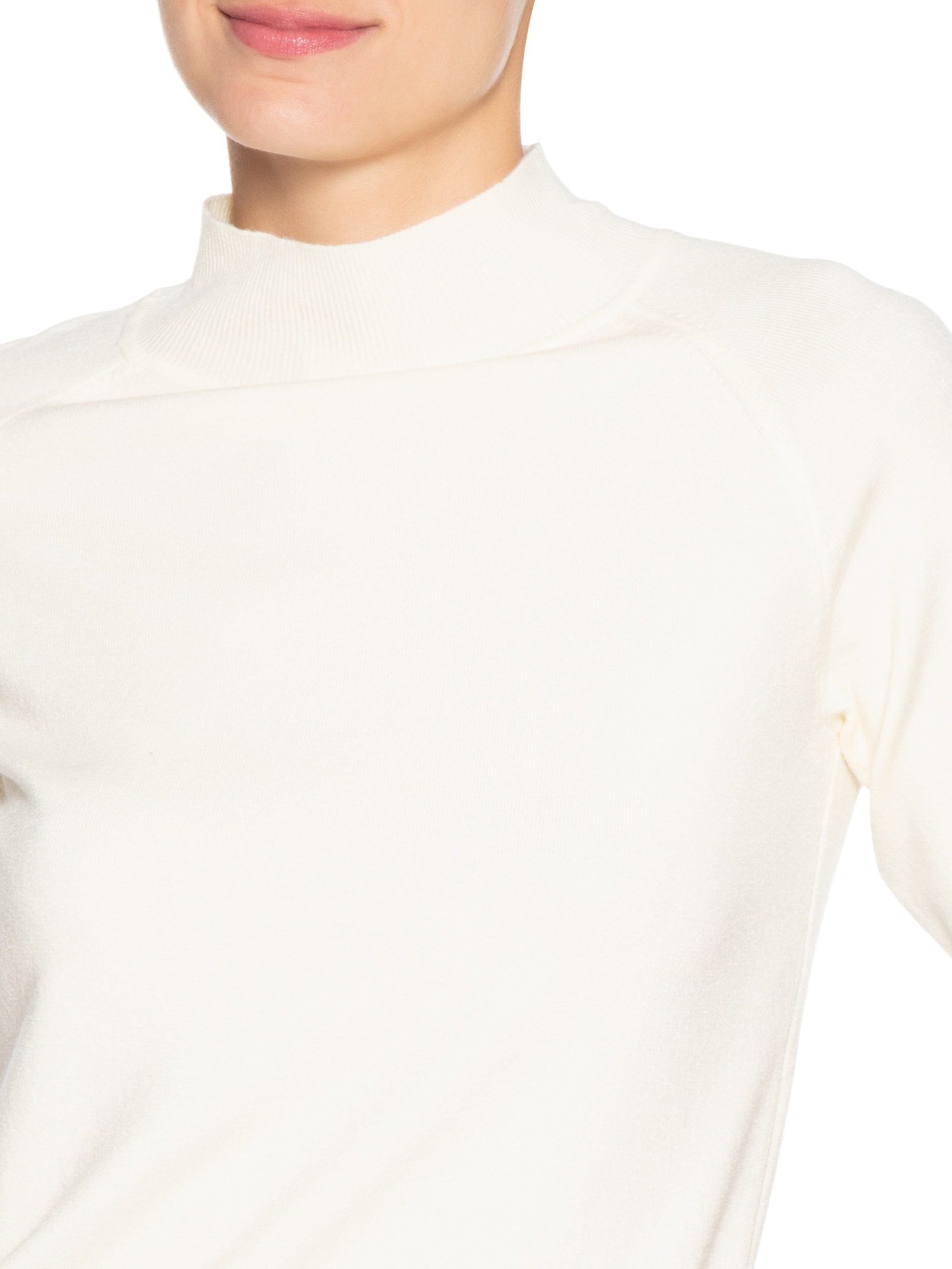 Blusa Feminina Gola Alta Em Tricot Off White '2Essential