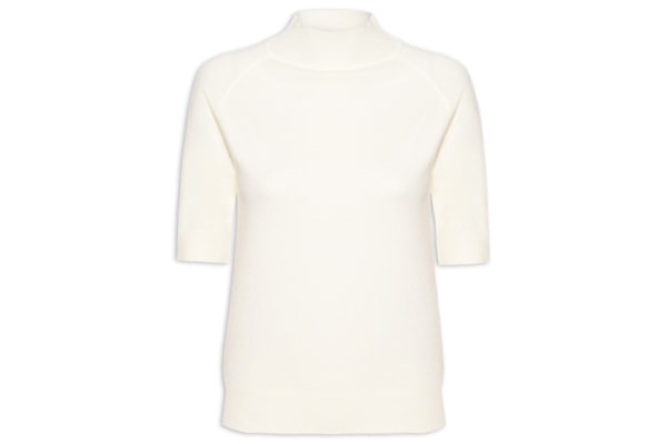 Blusa Feminina Gola Alta Em Tricot - Off White