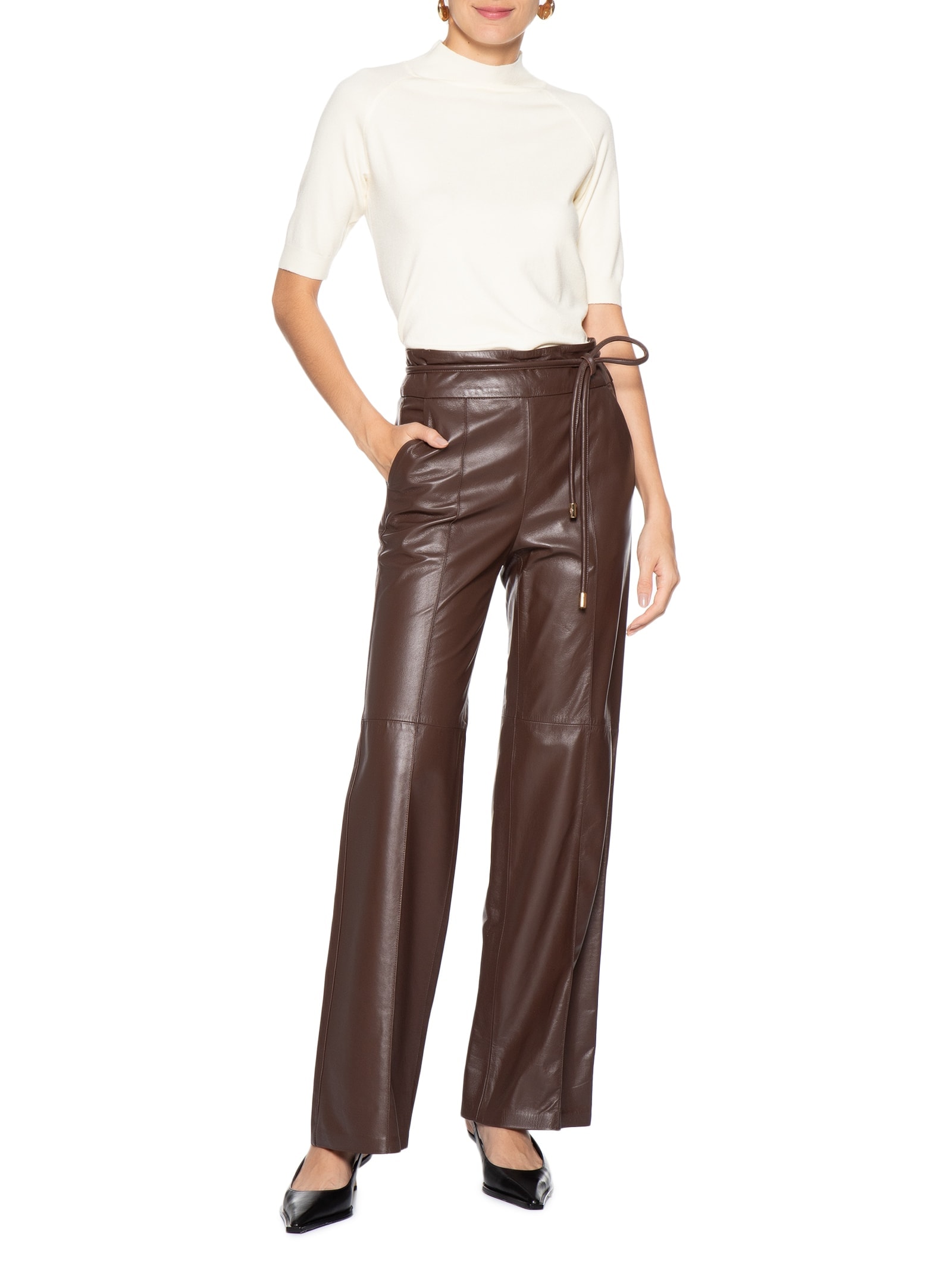 Blusa Feminina Gola Alta Em Tricot Off White '2Essential