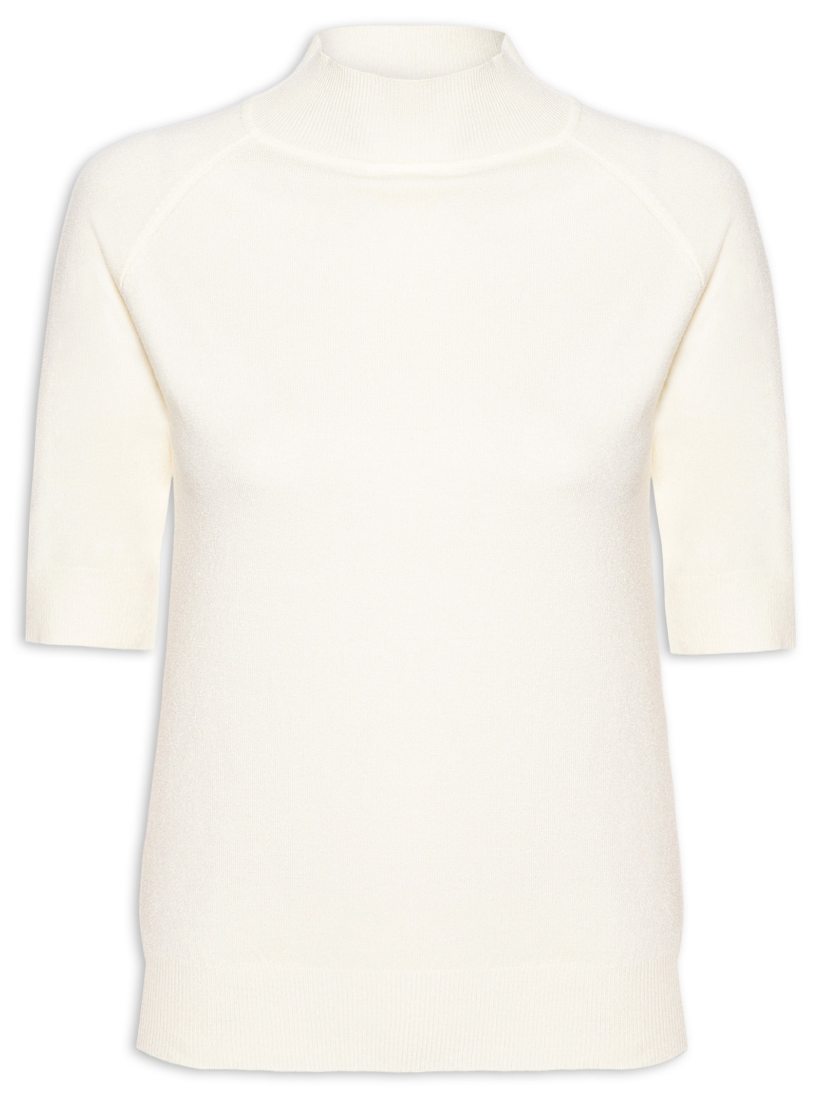 Blusa Feminina Gola Alta Em Tricot Off White '2Essential