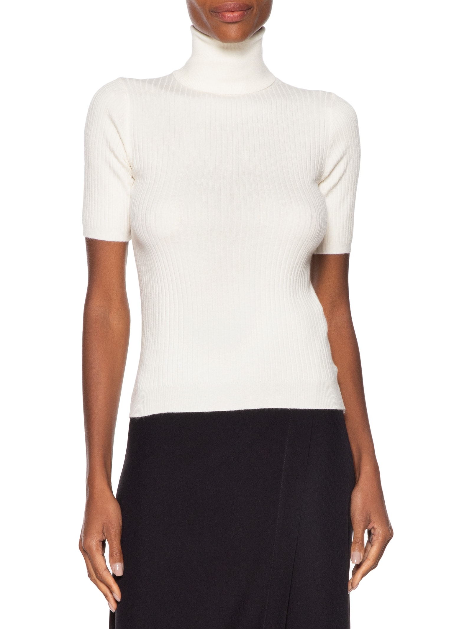 Blusa Feminina Gola Alta Em Tricot Off White '2Essential