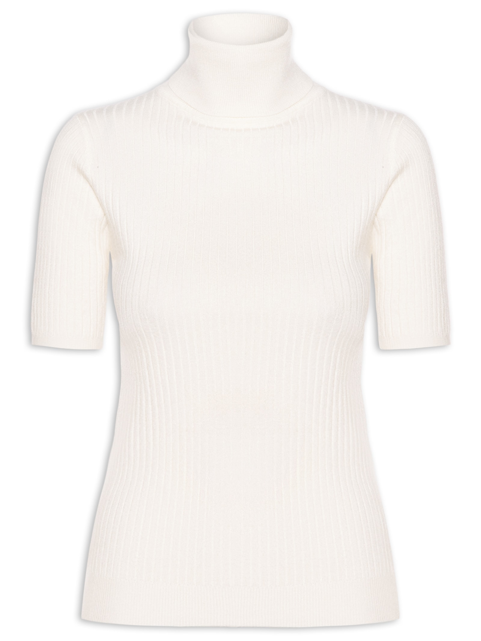Blusa Feminina Gola Alta Em Tricot Off White '2Essential