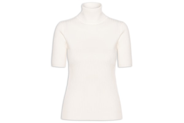Blusa Feminina Gola Alta Em Tricot - Off White