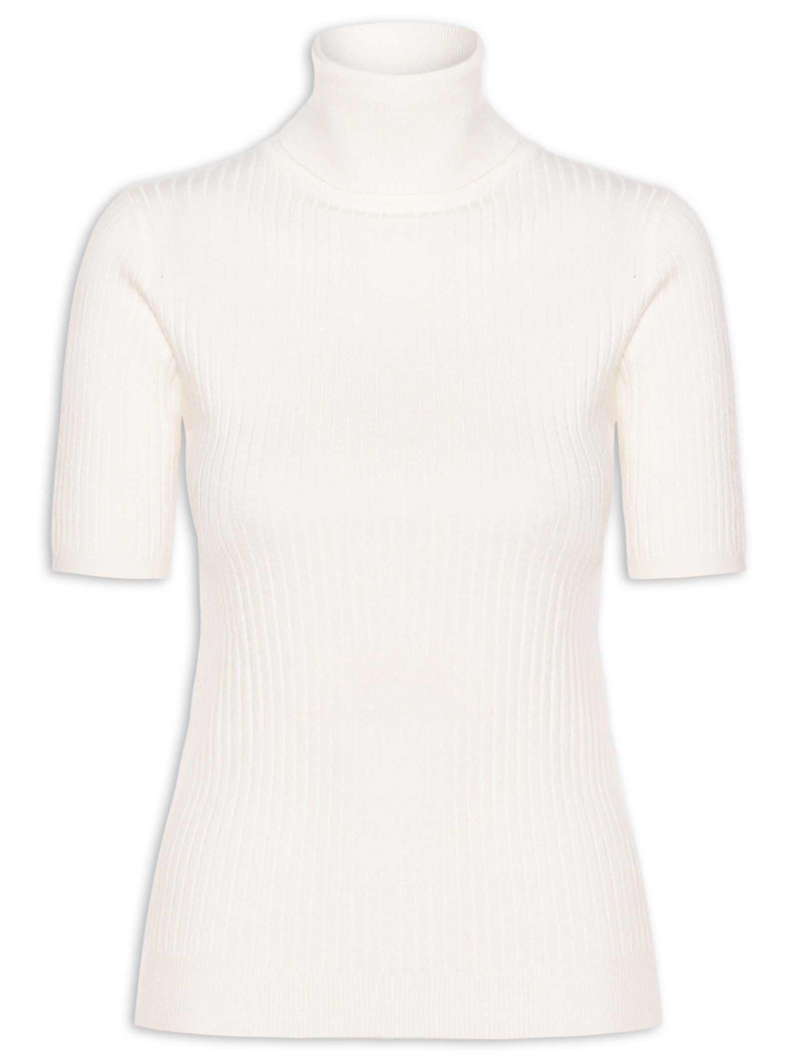 Blusa Feminina Gola Alta Em Tricot Off White '2Essential