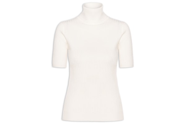 Blusa Feminina Gola Alta Em Tricot - Off White