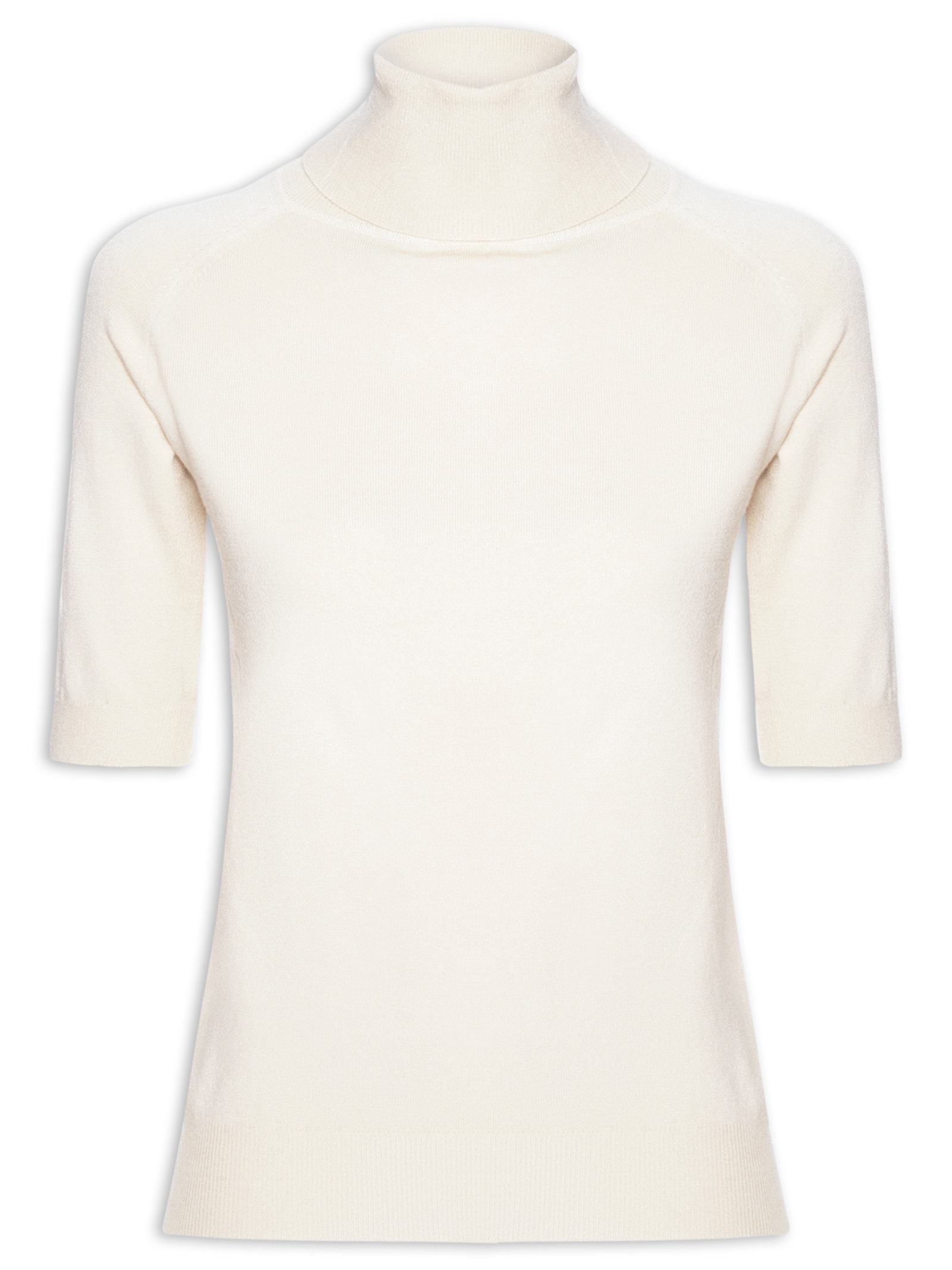 Blusa Feminina Gola Alta Em Tricot Off White '2Essential