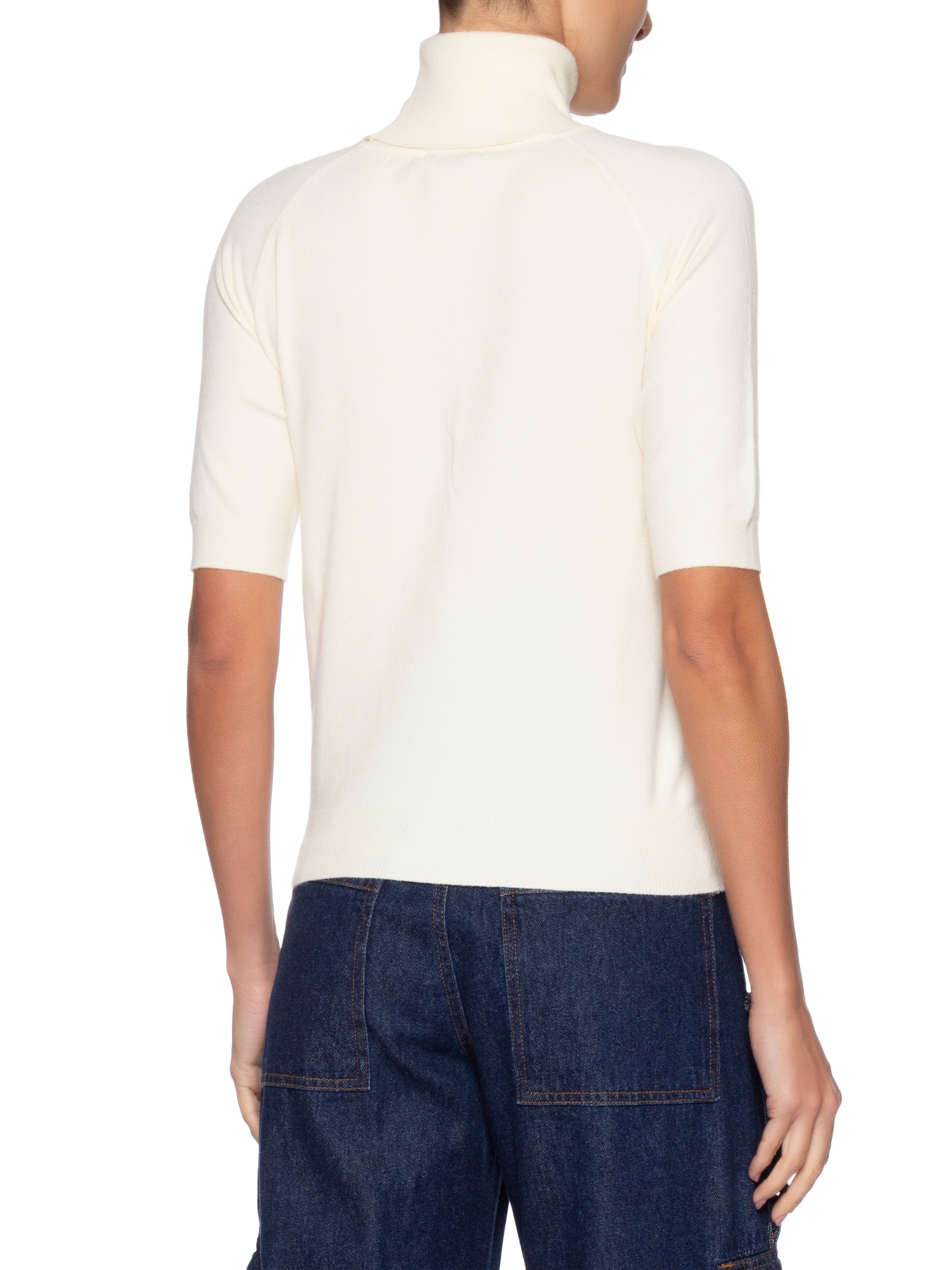 Blusa Feminina Gola Alta Em Tricot Off White '2Essential