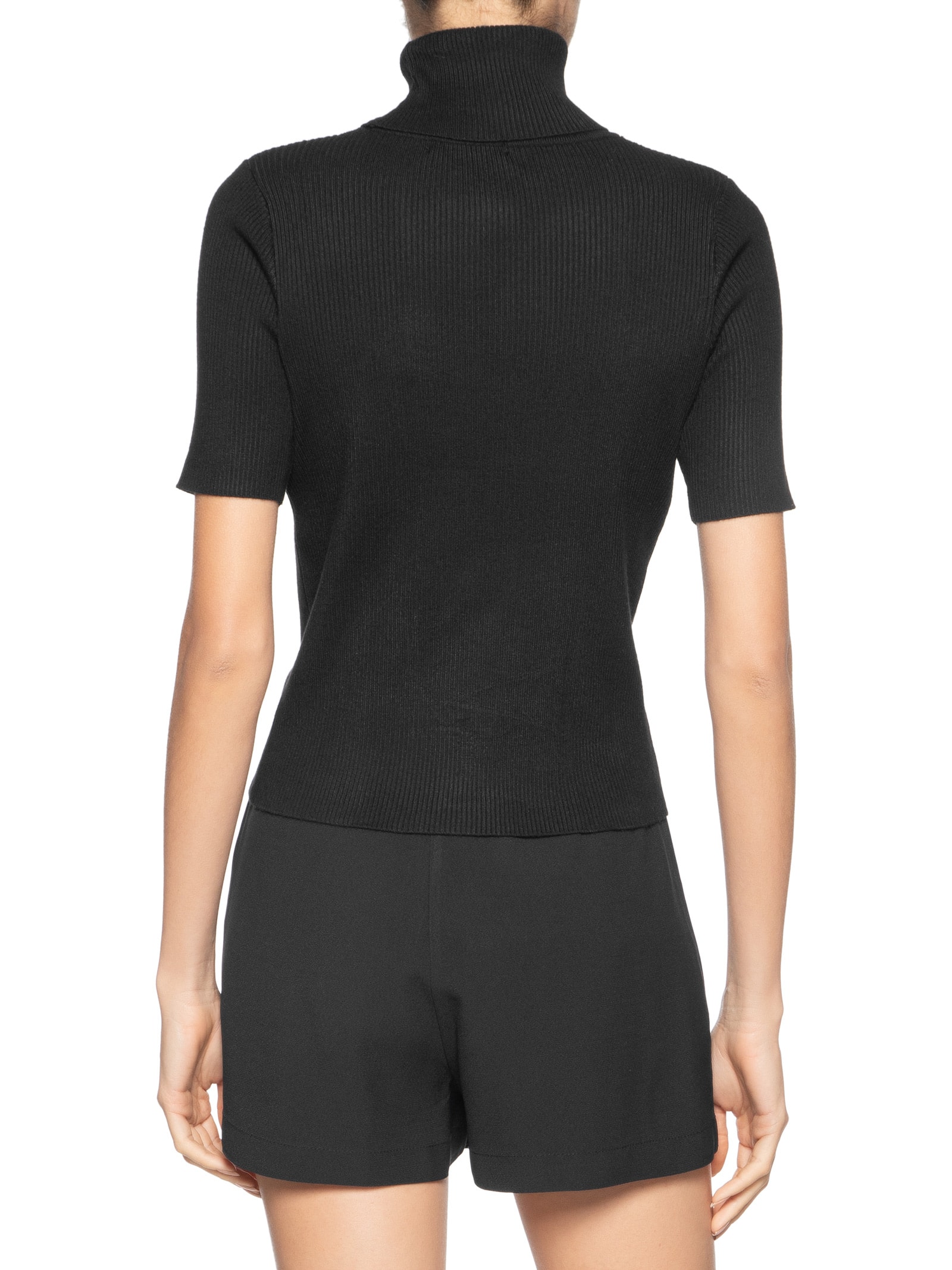 Blusa Feminina Gola Alta em Tricot Preto '2Essential